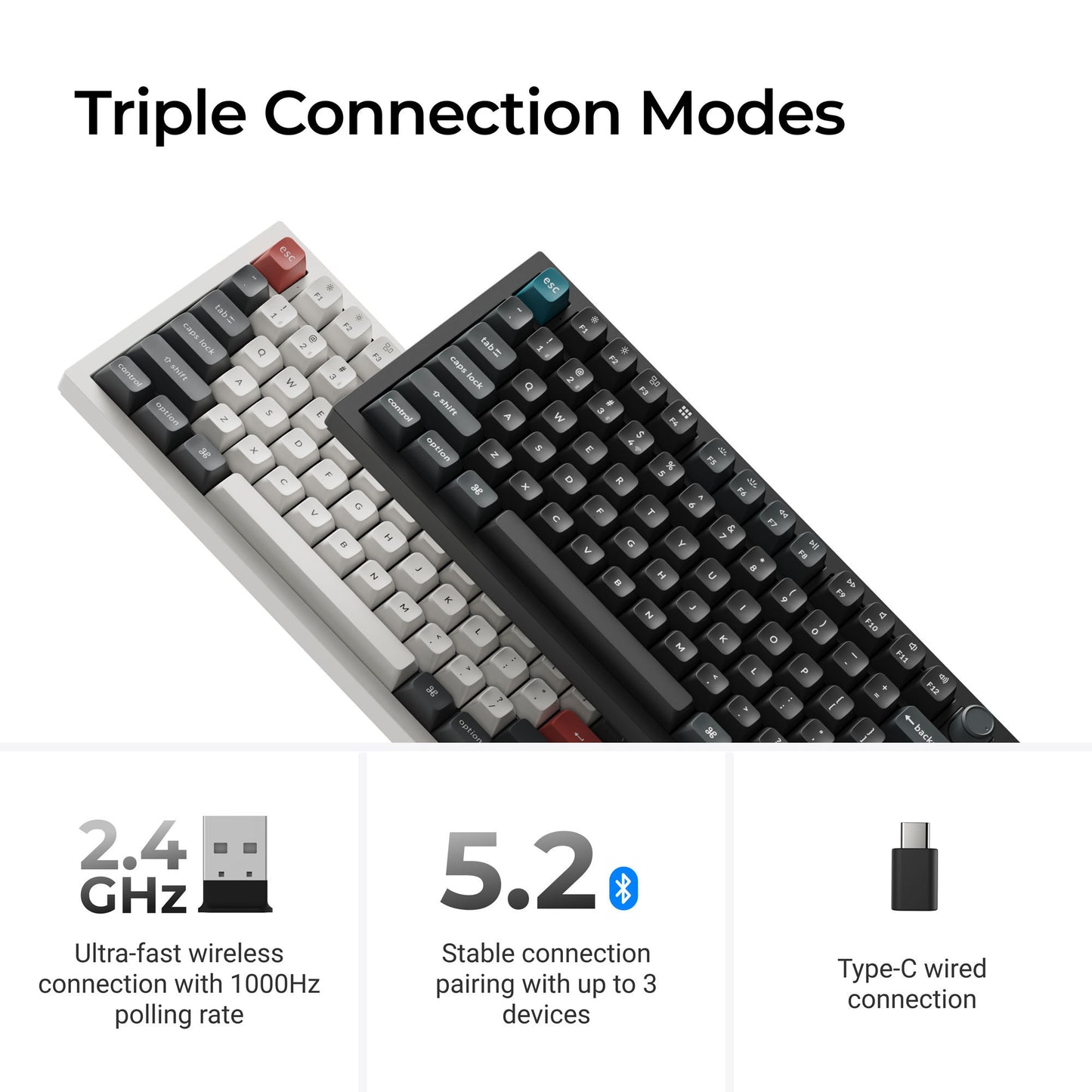 Keychron q6 ultra-p1 8k wireless custom mechanical keyboard (wit, us lay-out (qwerty), silk pom red, 100%, rgb, hot swap, 8k, 2.4 ghz bluetooth 5.2 usb-c)