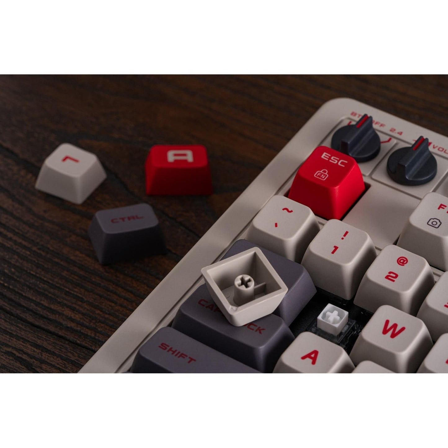 8BitDo retro mechanical keyboard n edition (grijs, us lay-out (qwerty), kailh box white, 100%, bluetooth low energy, wireless 2.4g, usb)