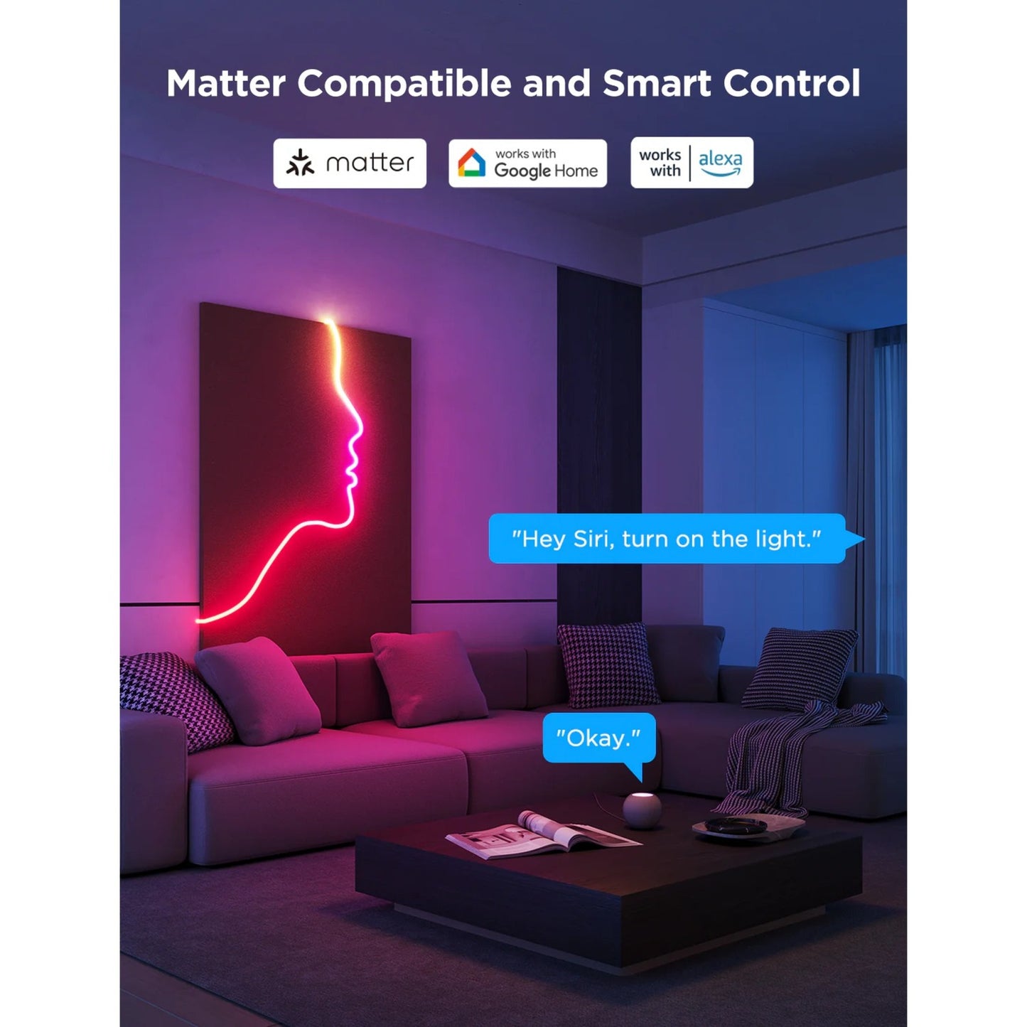 Govee neon rope light 2 ledstrip (wit, 4 meter, 2,4ghz wifi, bluetooth)