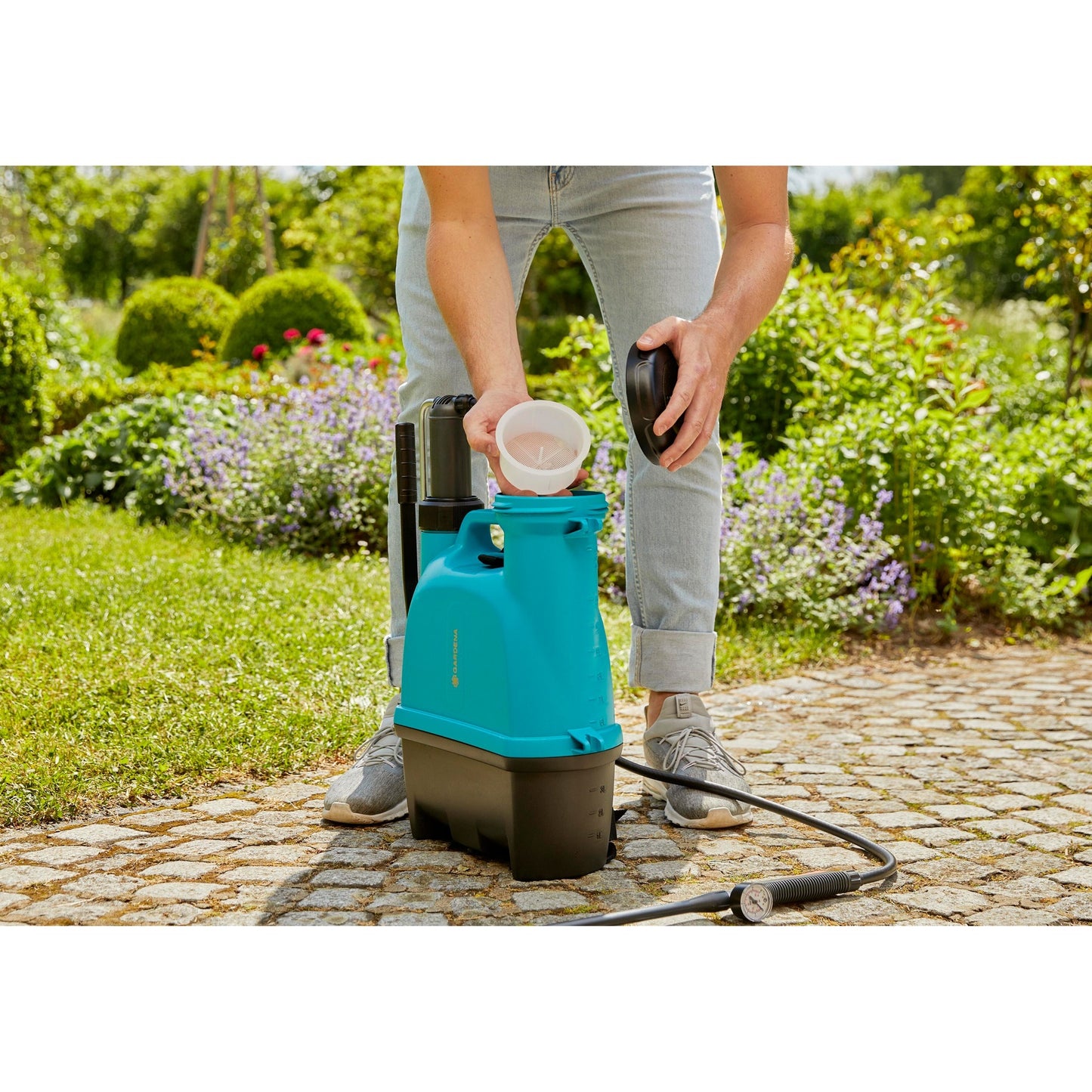 GARDENA rugspuit 12 l drukspuit (turquoise grijs, 11140-20)