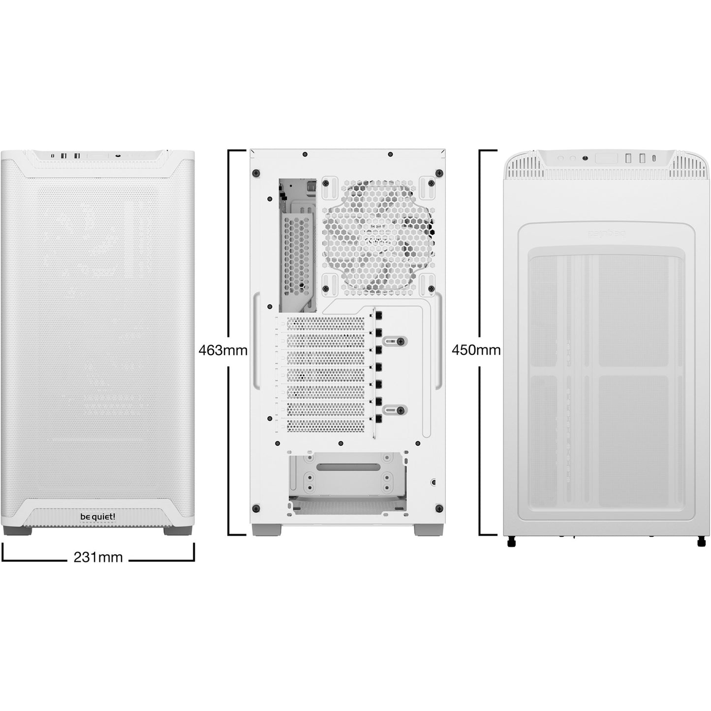 Be Quiet! pure base 501 airflow midi tower behuizing (wit | 2x usb-a | 1x usb-c)
