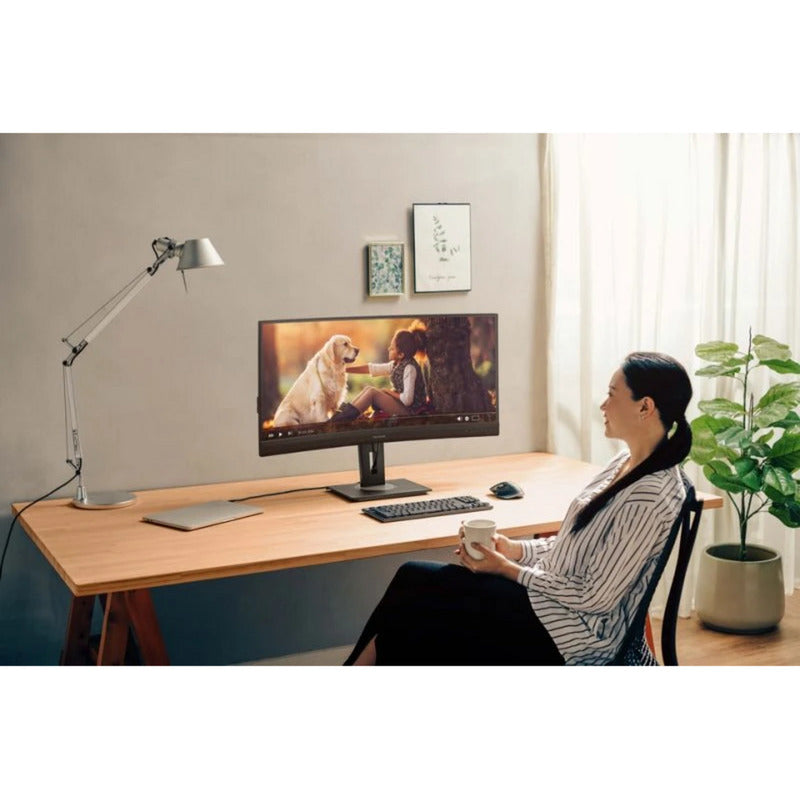 ViewSonic va3820c uwqhd+ 21:9 curved monitor met usb-c hub 38 ultrawide (zwart, 2x hdmi, 1x displayport, usb-c, usb-b )