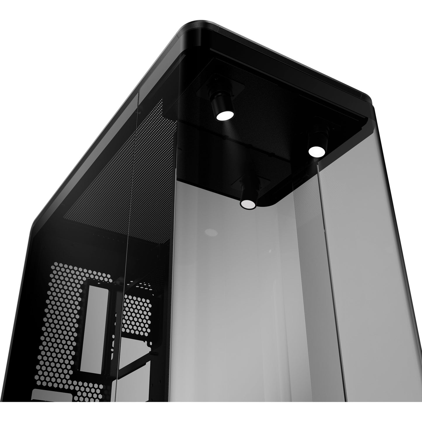 Cooler Master masterframe 360 panorama showcase behuizing (zwart | 2x usb-a | 1x usb-c | rgb | tempered glass)