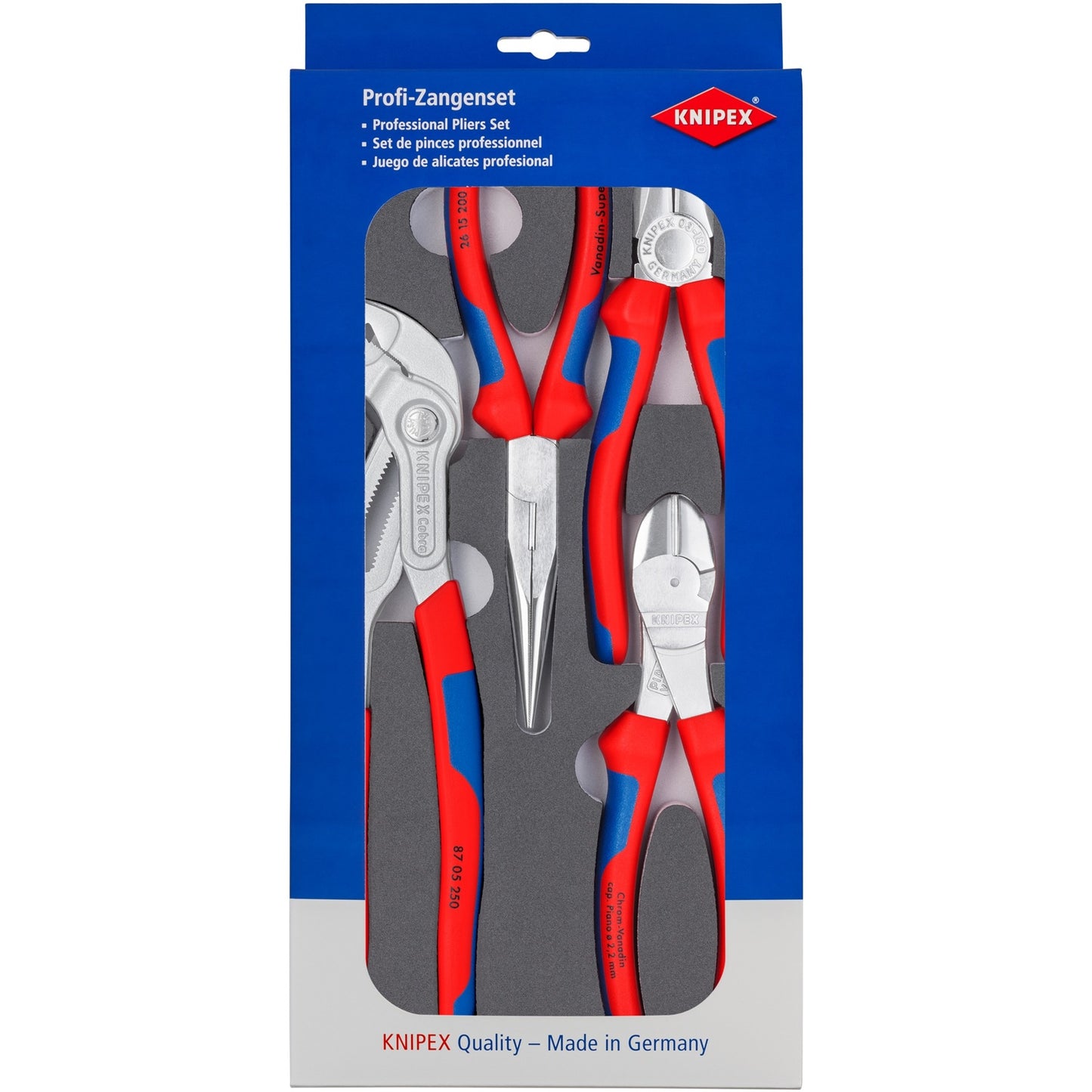 KNIPEX zangen-set basic chrom 00 20 01 v17 tangenset (4-delig)