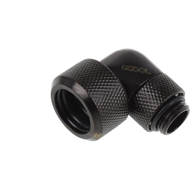 Alphacool eiszapfen 16 mm hardtube compressiefitting 90° draaibaar g1 4 verbinding (zwart, gekarteld, diep zwart)