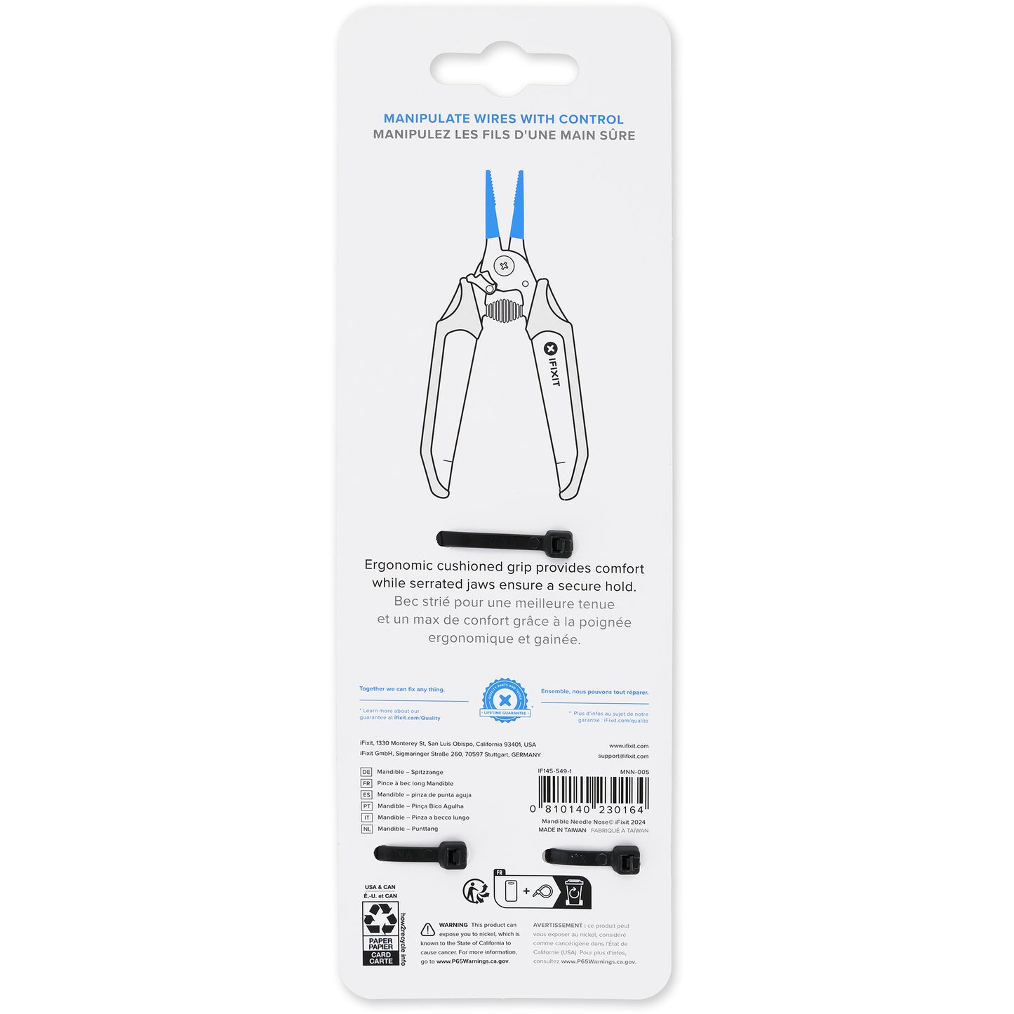 IFixit mandible needle nose pliers grijptang (zwart blauw)
