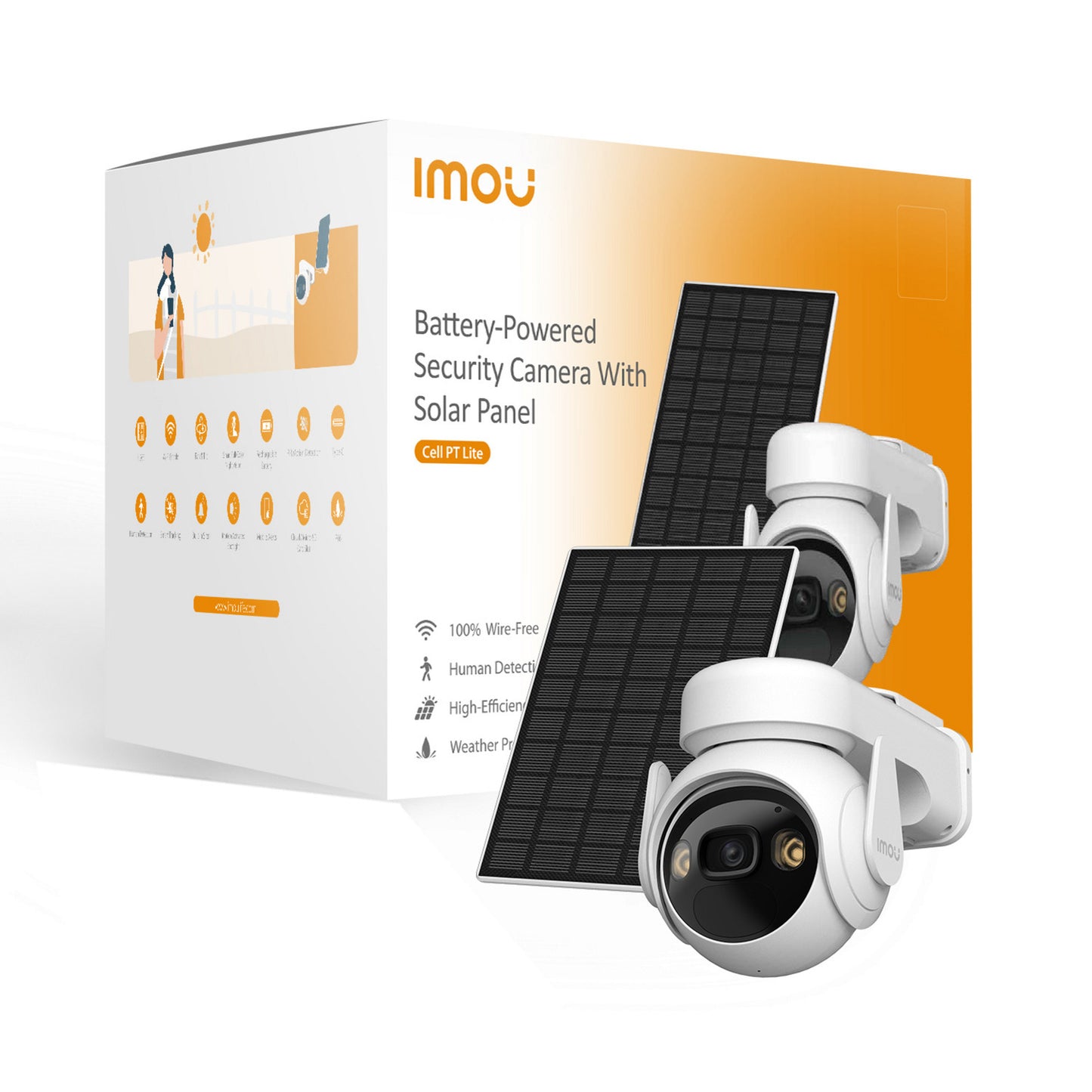 Imou Cell PT Lite met Solar Panel beveiligingscamera (Wit, 2K, 3MP, 5000 mAh batterij)