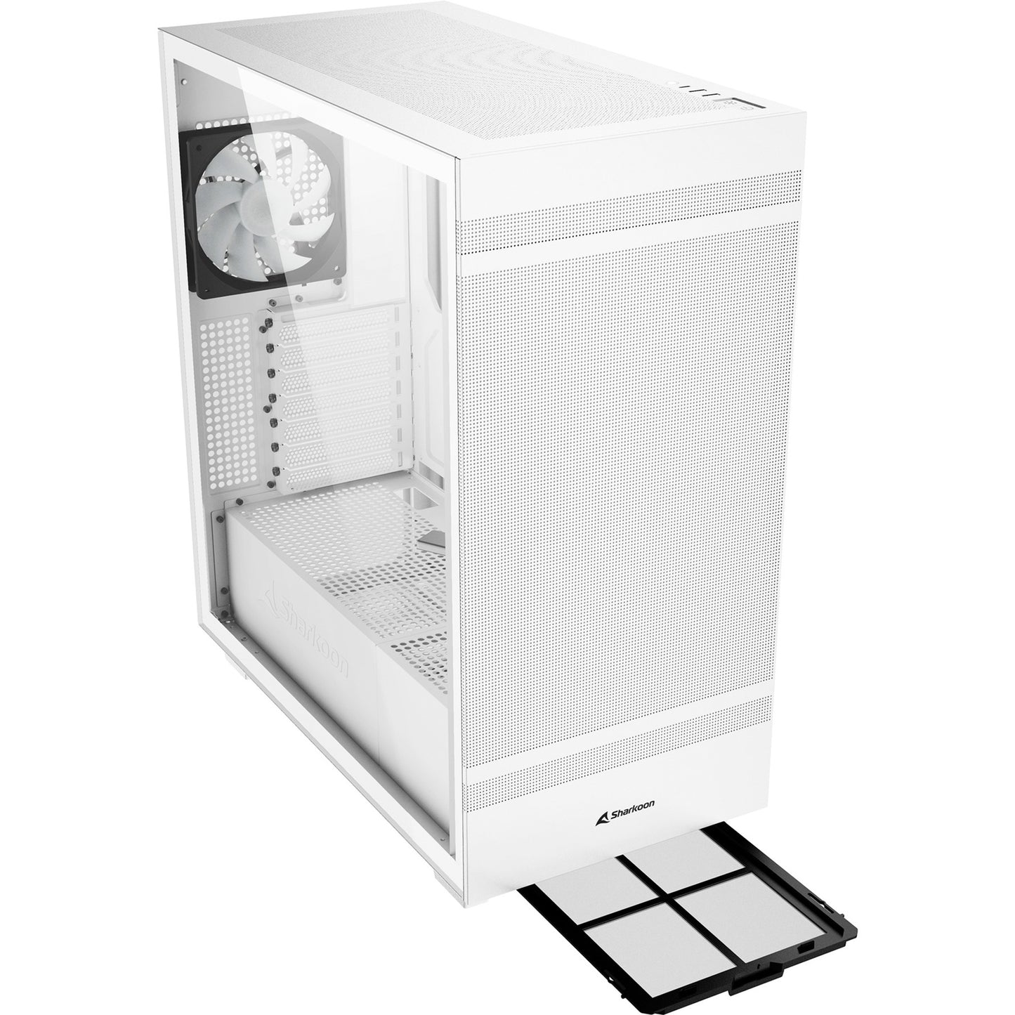 Sharkoon rebel c50 white rgb midi tower behuizing (wit | 2x usb-a | 1x usb-c | rgb | tempered glass)