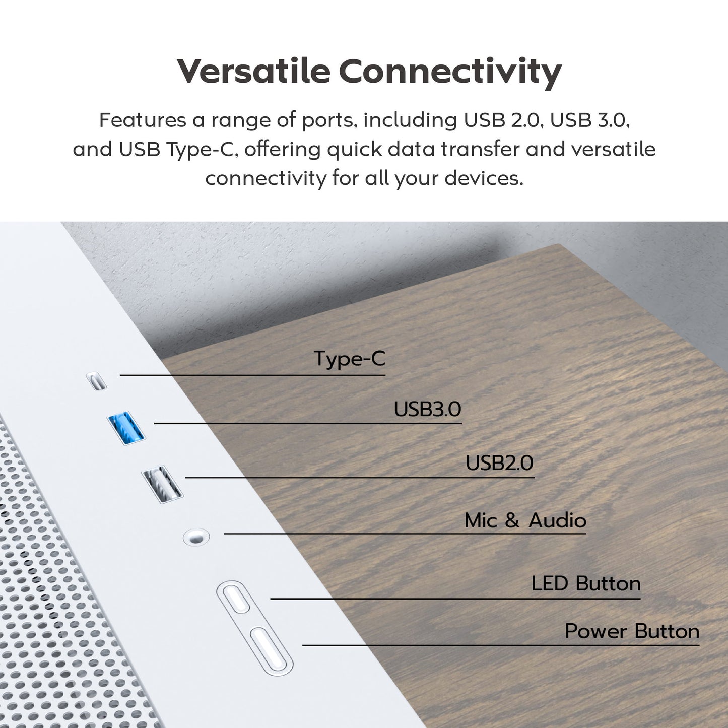 Montech x5m midi tower behuizing (wit | 2x usb-a | 1x usb-c | rgb | tempered glass)