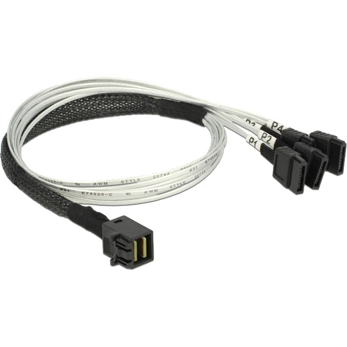 DeLOCK mini sas hd sff-8643 > 4x sata 7-pin kabel (zwart, 0,5 meter)