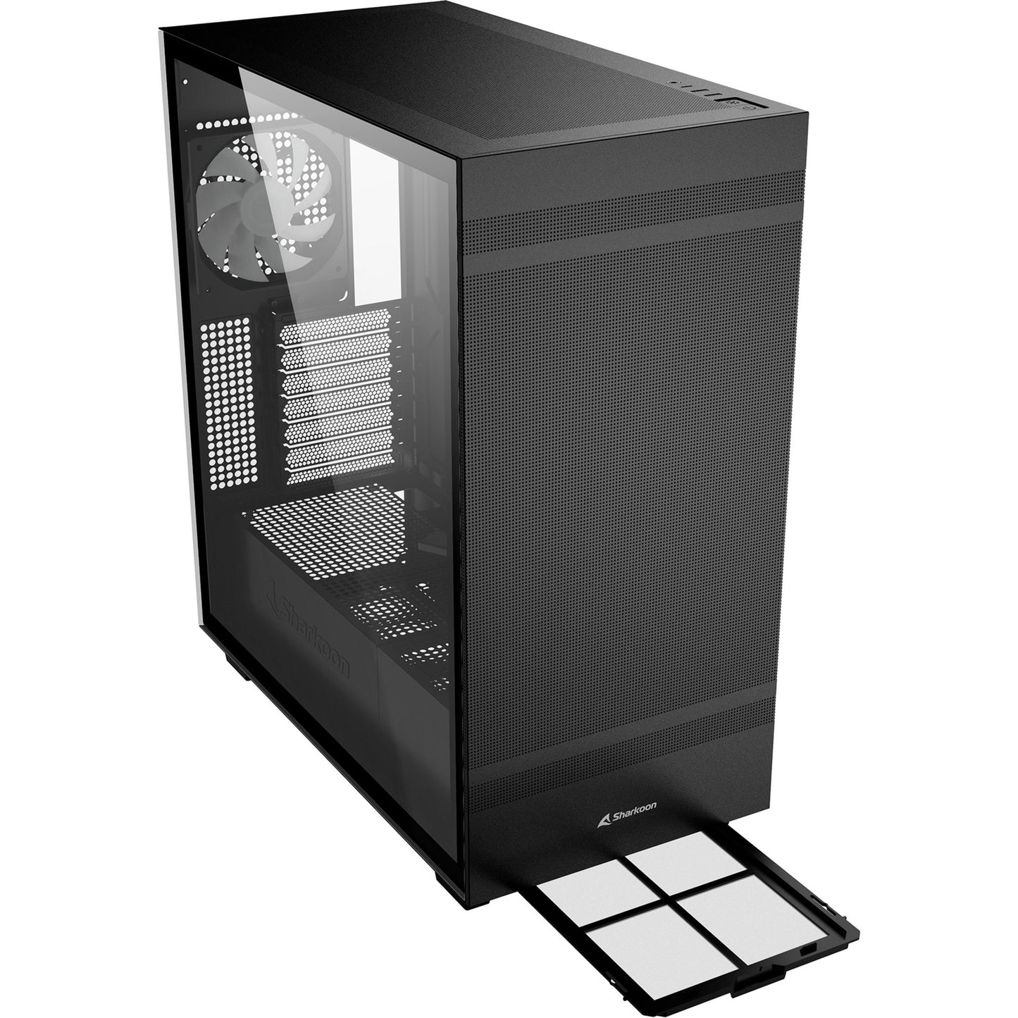Sharkoon rebel c50 black rgb midi tower behuizing (zwart | 2x usb-a | 1x usb-c | rgb | tempered glass)