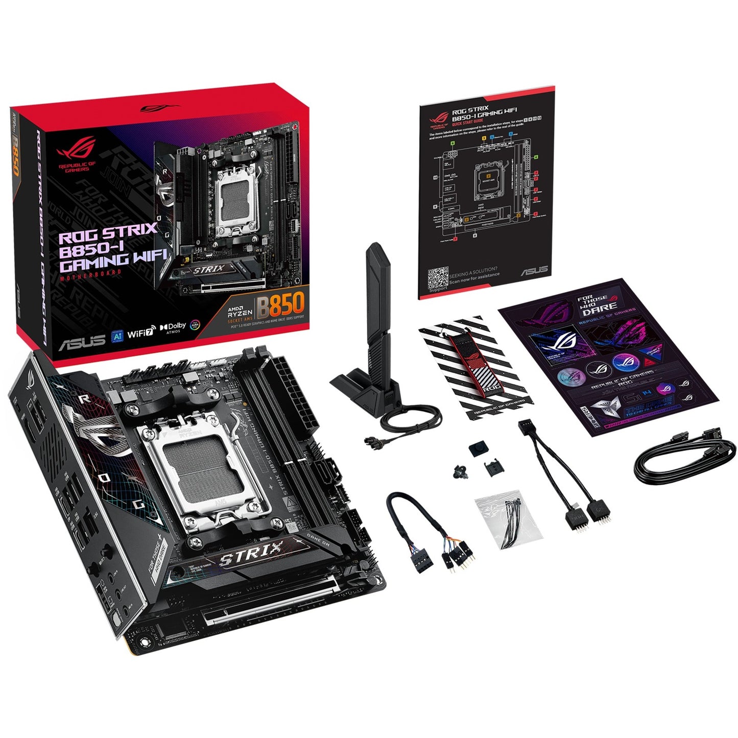 ASUS rog strix b850-i gaming wifi socket am5 moederbord (2.5gb-lan, wi-fi 7, bt, sound, mini-itx)