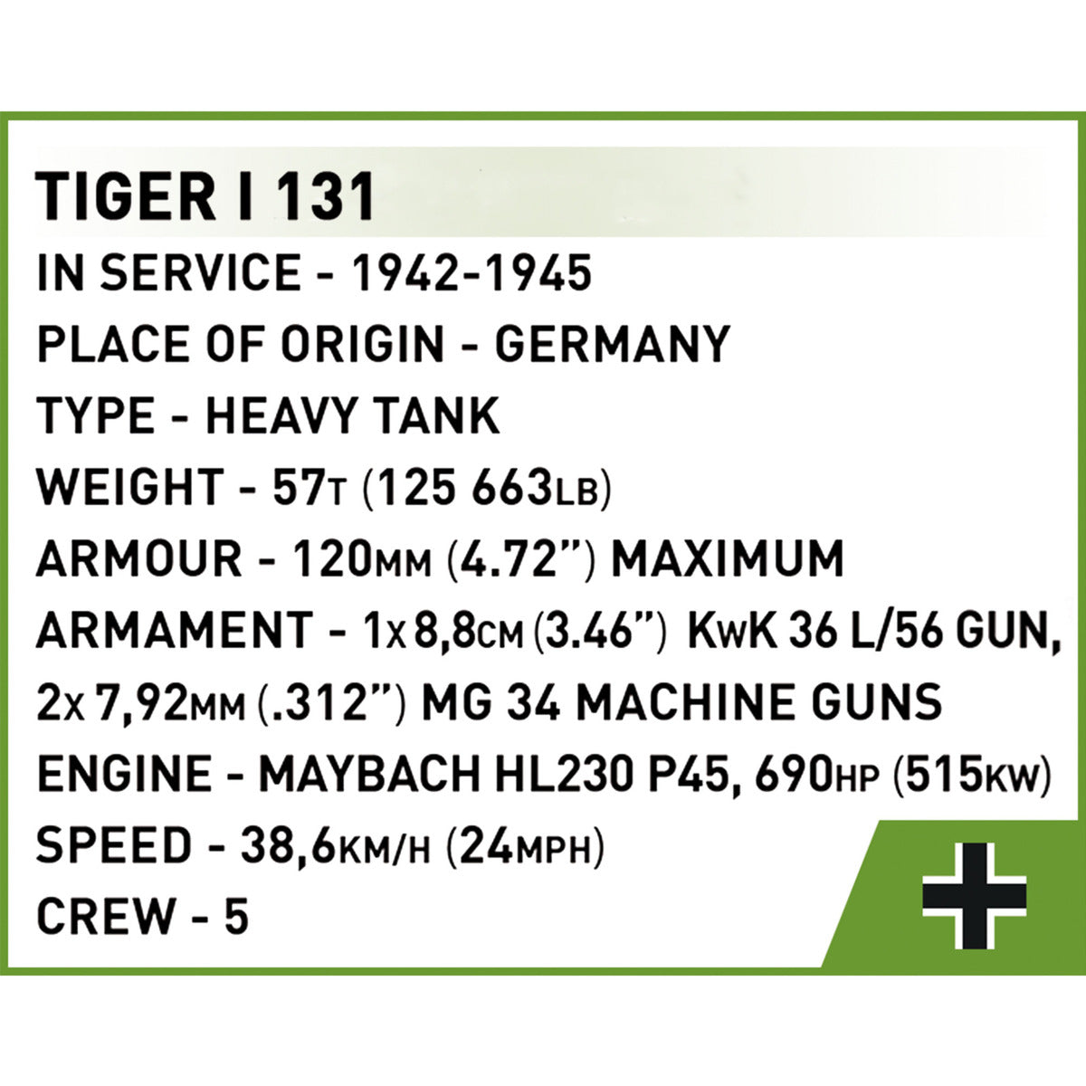 COBI tiger i 131 constructiespeelgoed (schaal 1:72)