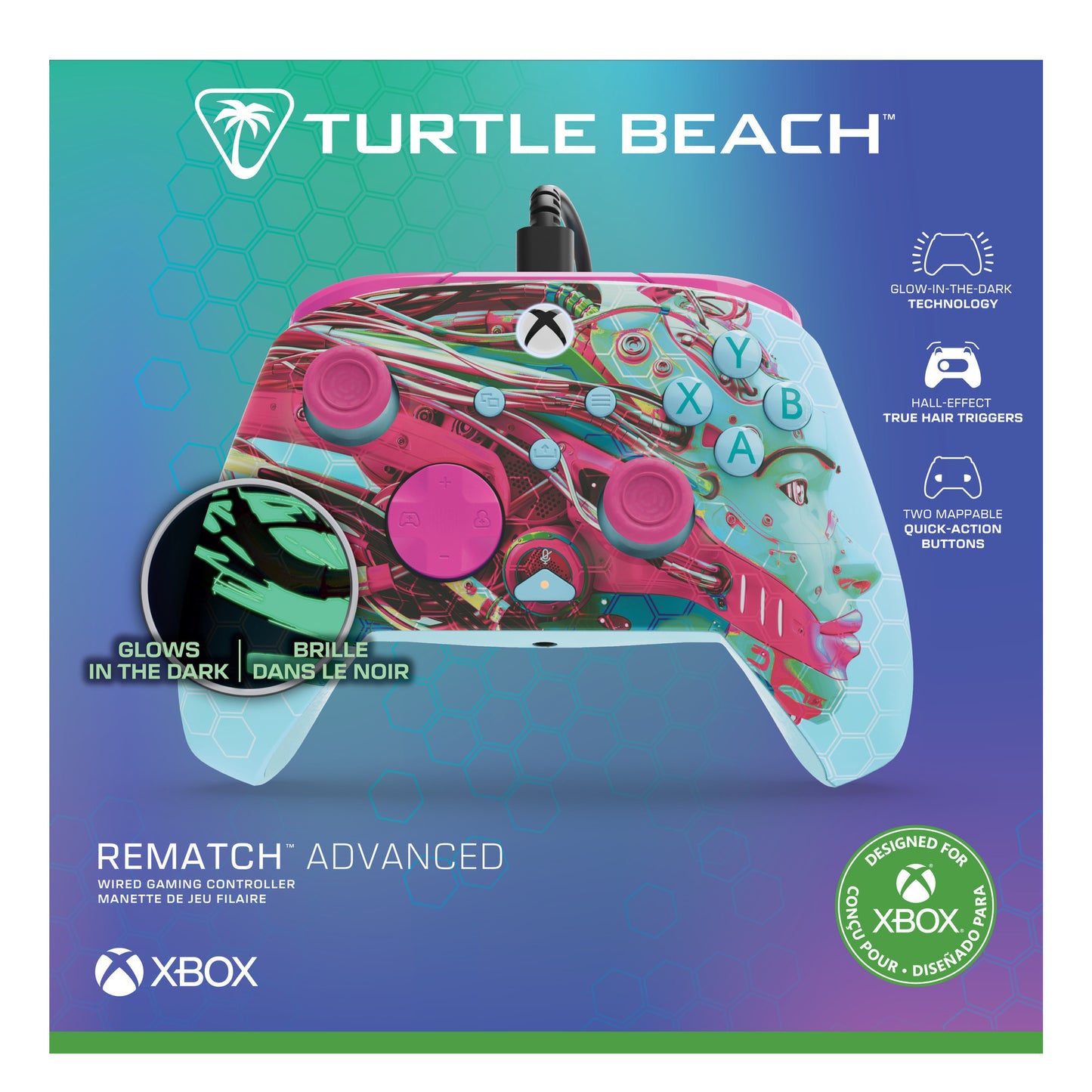 Turtle Beach pdp rematch glow geavanceerde bedrade controller (android dreams, xbox serie x|s, xbox one, pc)