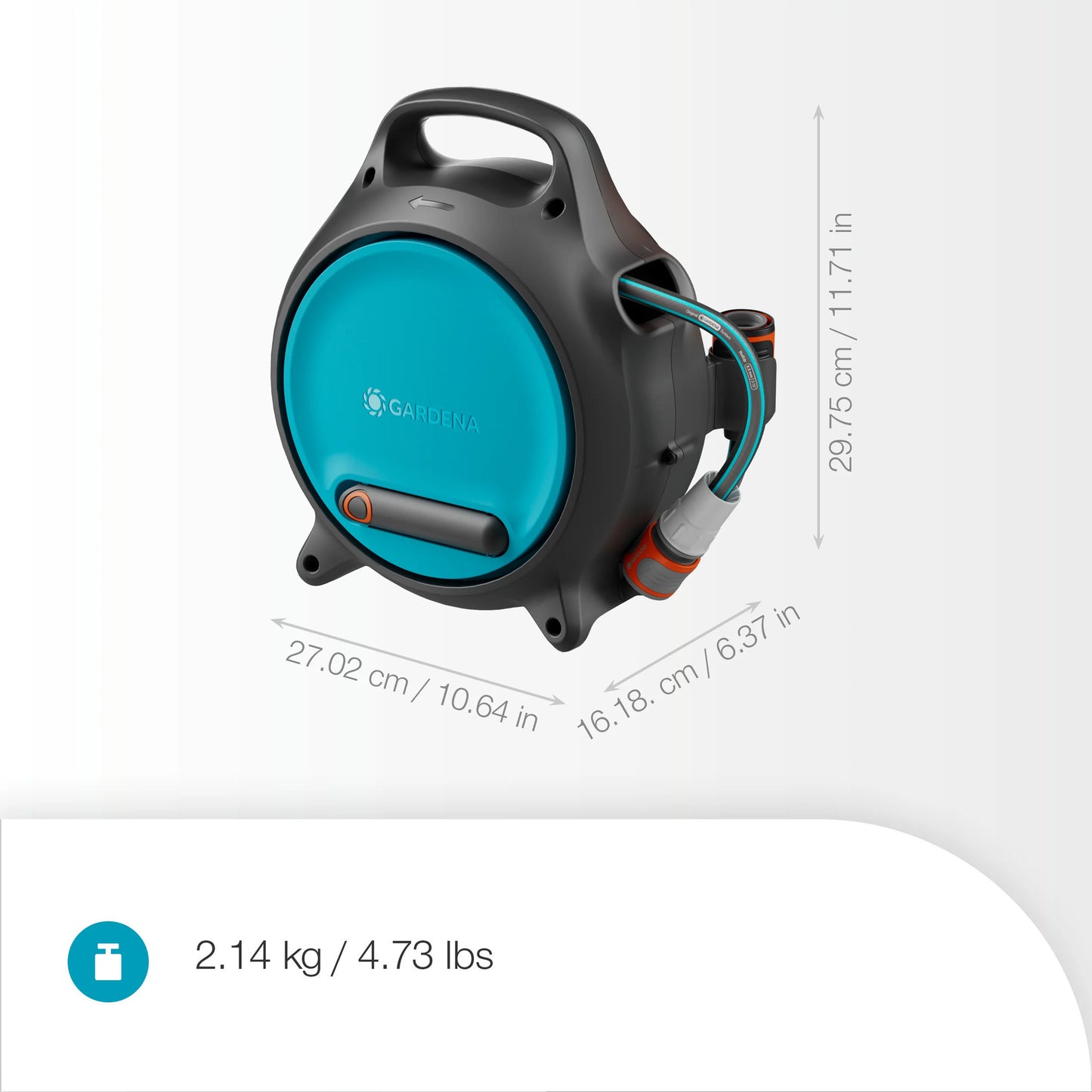 GARDENA draagbare slangenbox move slanghaspel (grijs turquoise, 18692-20)