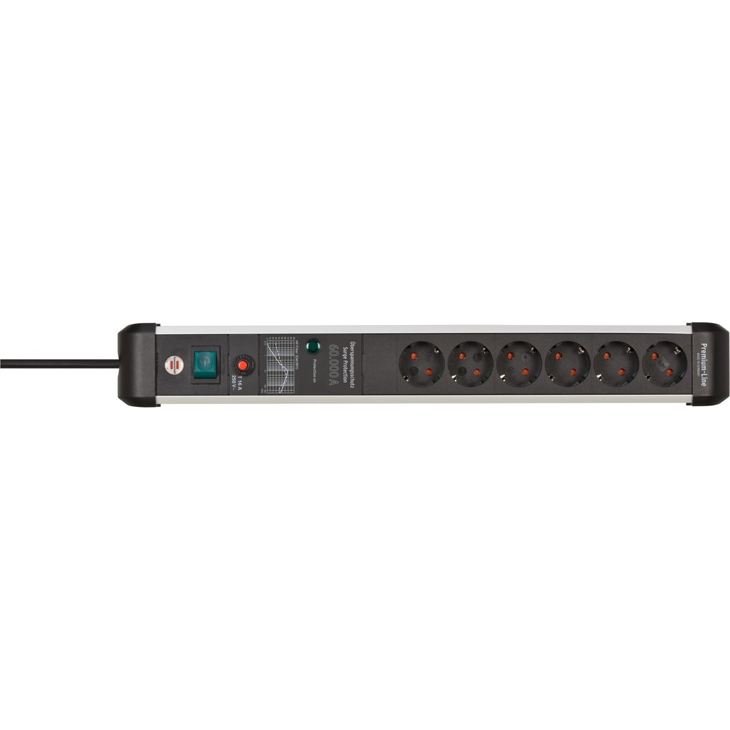 Brennenstuhl premium-protect-line 6-voudig stekkerdoos (zwart aluminium, 3 meter)