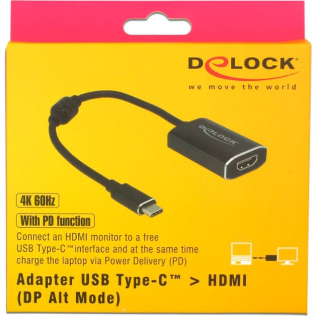 DeLOCK usb-c (male) > hdmi (female) adapter (donkergrijs, 0,2 meter, 4k 60hz)