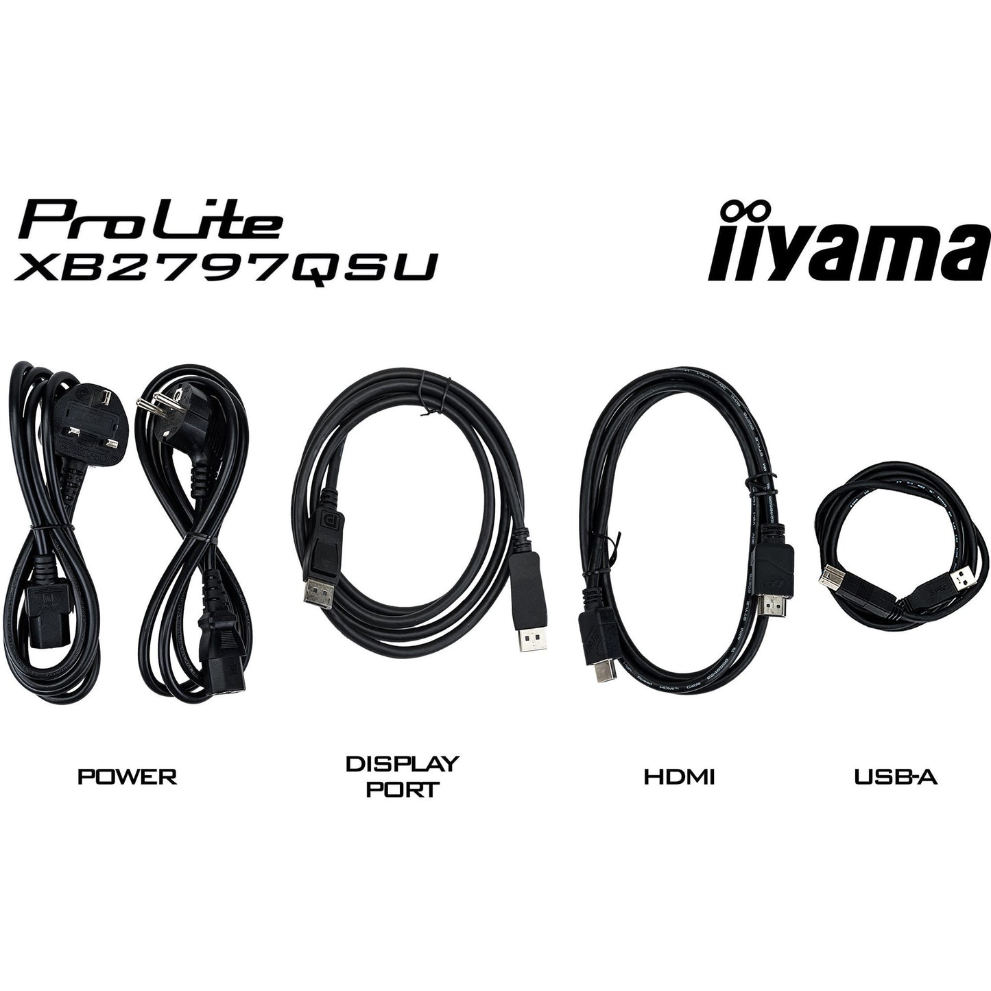 Iiyama prolite xb2797qsu-b1 27 monitor (zwart (mat), hdmi, displayport, usb, audio)