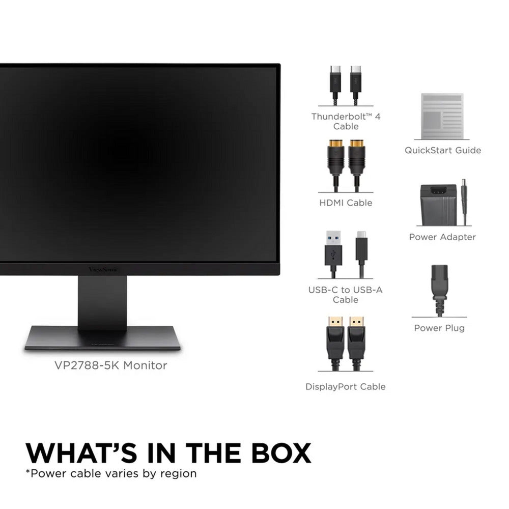ViewSonic vp2788-5k mac-compatible 27 4k uhd monitor (zwart, 2x thunderbolt 4, 1x hdmi, 1x displayport, usb-a, usb-c)