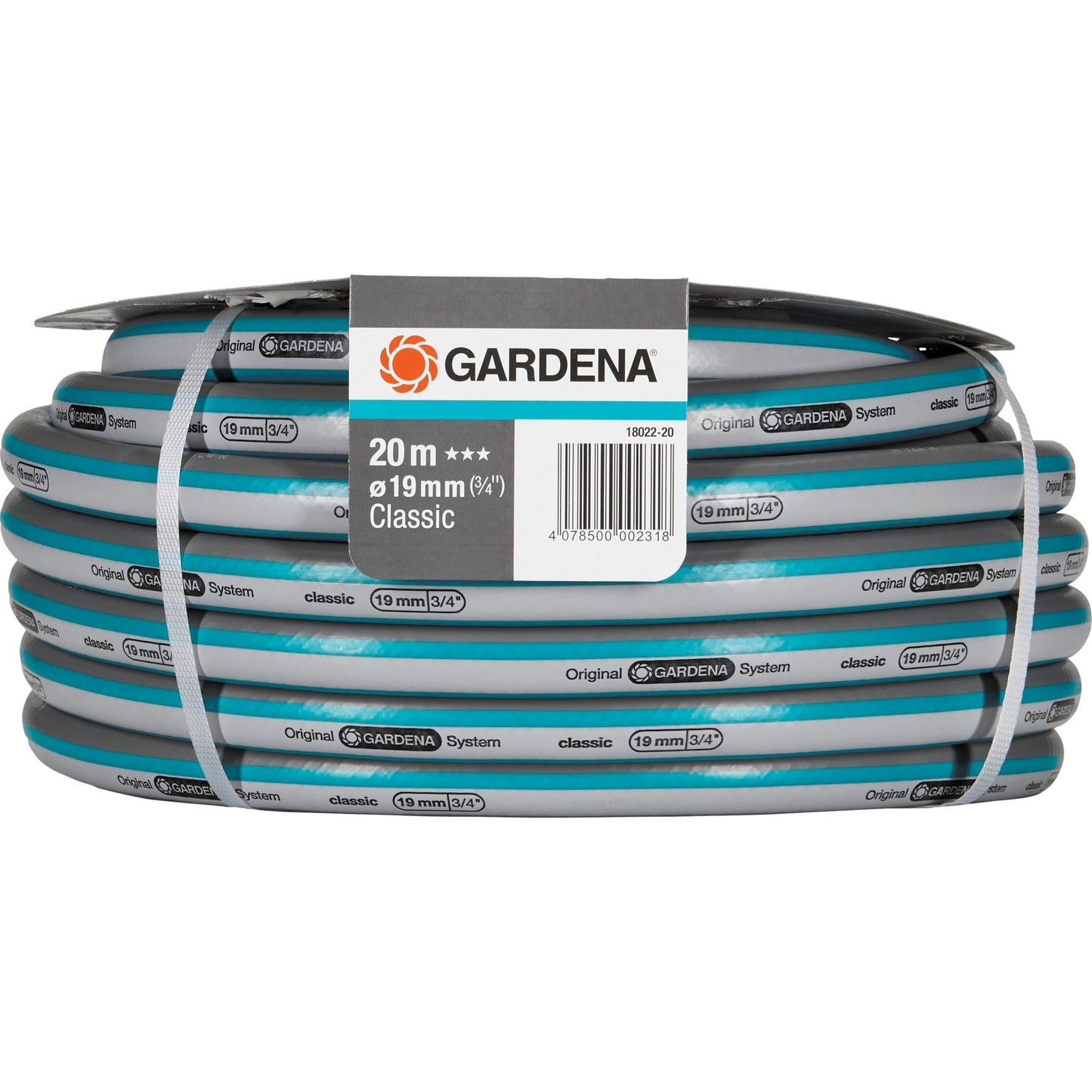 GARDENA classic slang 19 mm (3 4 ) (grijs turquoise, 18022-20, 20 m)