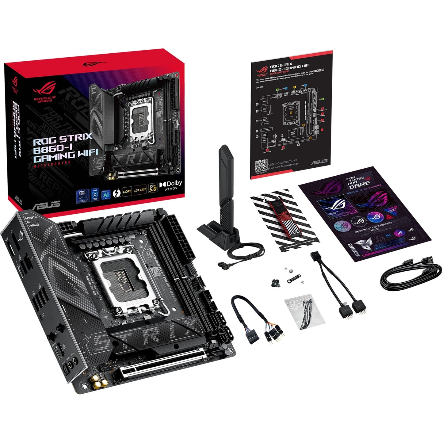 ASUS rog strix b860-i gaming wifi socket 1851 moederbord (raid, 2.5 gb-lan, wi-fi 7, bt, sound, mini-itx)
