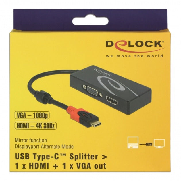 DeLOCK usb-c > hdmi vga adapter (zwart, 0,2 meter)