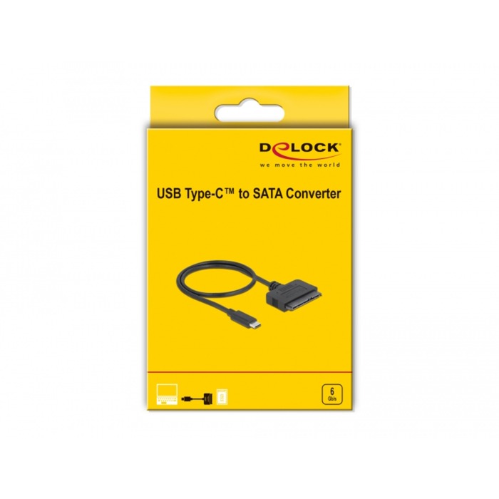DeLOCK usb type-c converter to 22 pin sata 6 gb s (zwart)