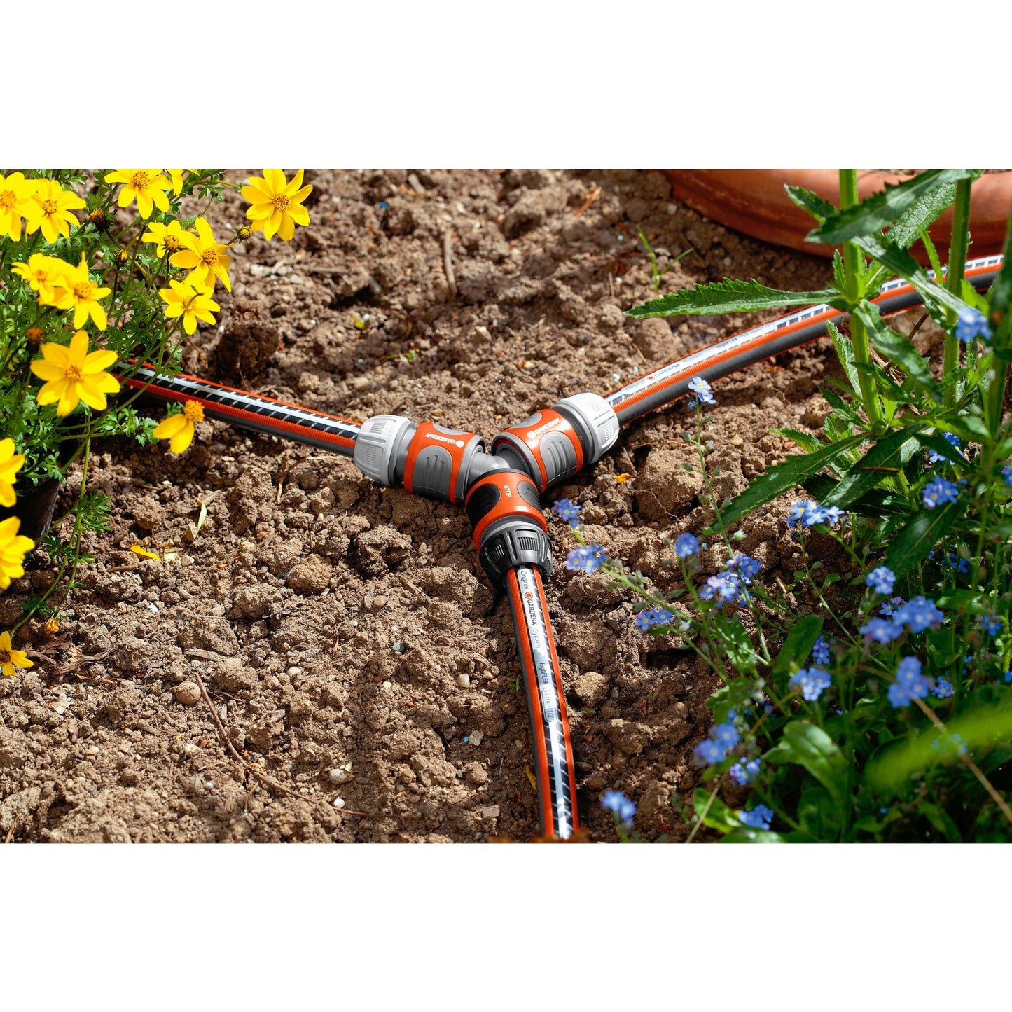 GARDENA 3-wegset 13 mm 1 2 (1 2 ) slangstuk (grijs oranje, 18287-20)