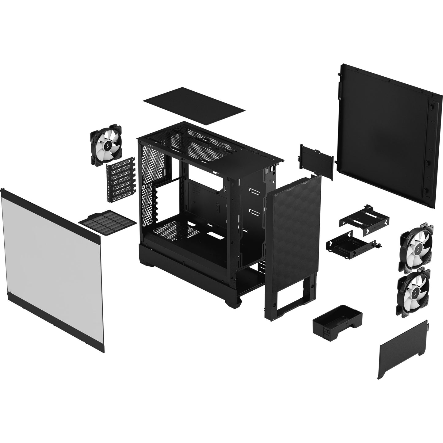 Fractal Design pop air rgb midi tower behuizing (zwart | 2x usb-a | rgb | tempered glass)
