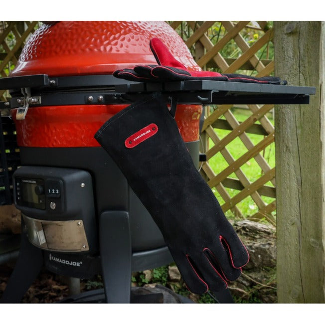 Kamado Joe leather gloves handschoen (zwart rood)