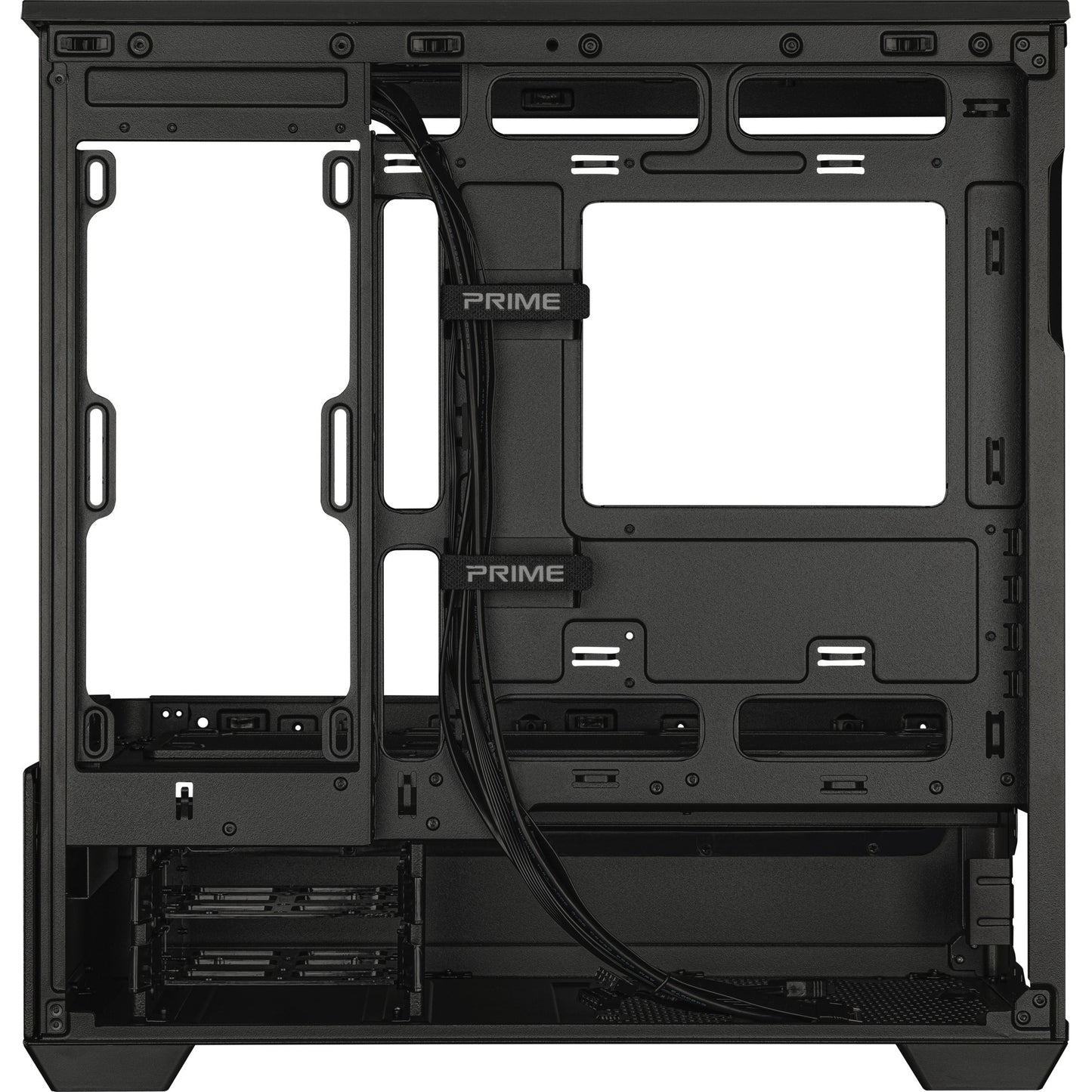 ASUS prime ap202 midi tower behuizing (zwart | 2x usb-a | 1x usb-c | rgb | tempered glass)