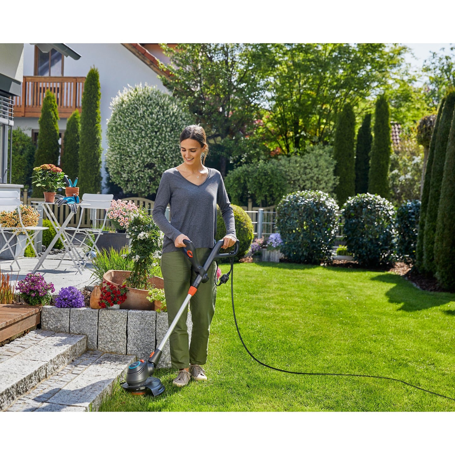 GARDENA trimmer comfortcut 550 28 grastrimmer (turquoise grijs, 9872-20)