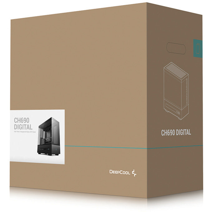 DeepCool ch690 digital midi tower behuizing (zwart | 2x usb-a | 1x usb-c | tempered glass)