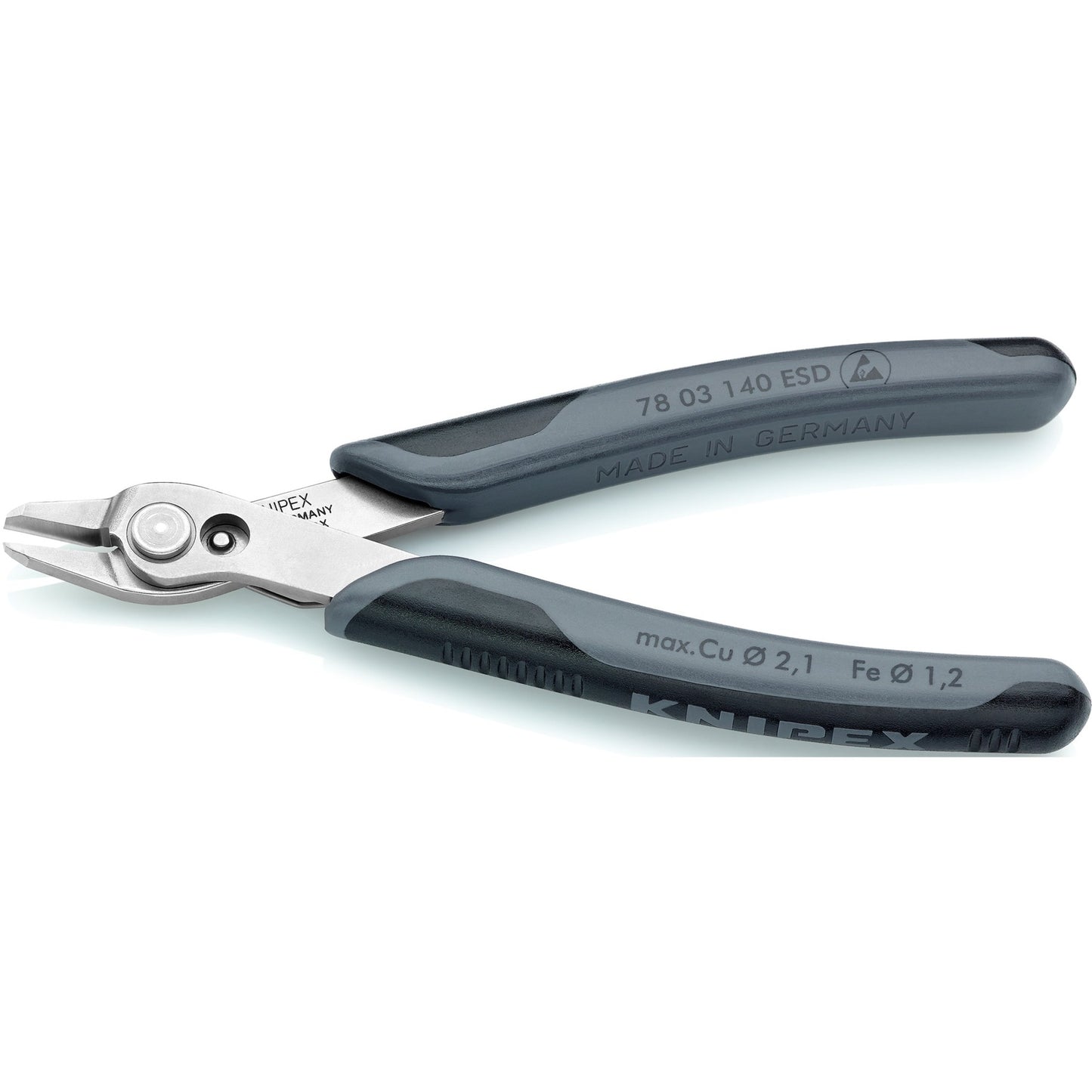KNIPEX electronic super knips xl esd 78 03 140 esd elektronica-tang (grijs)