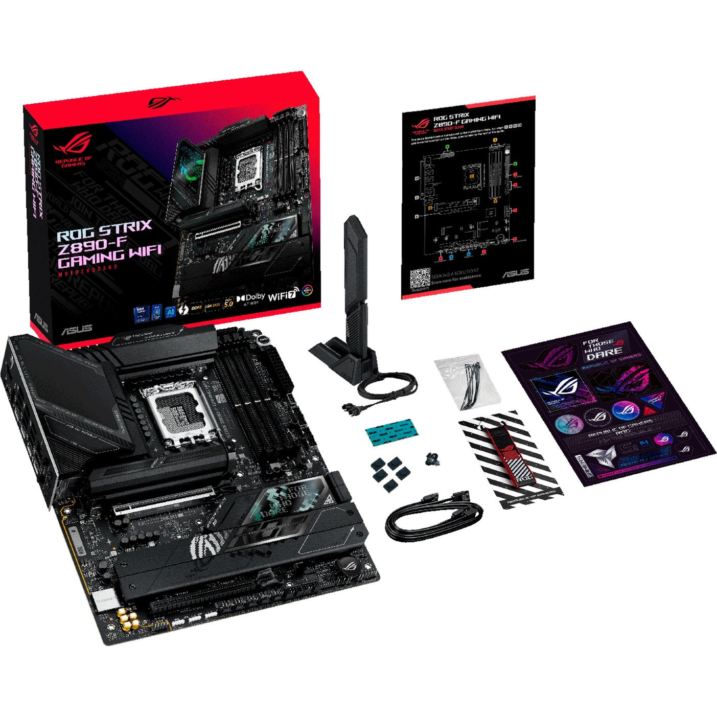 ASUS rog strix z890-f gaming wifi socket 1851 moederbord (zwart, raid, 2.5gb-lan, wi-fi 7, bt, sound, atx)
