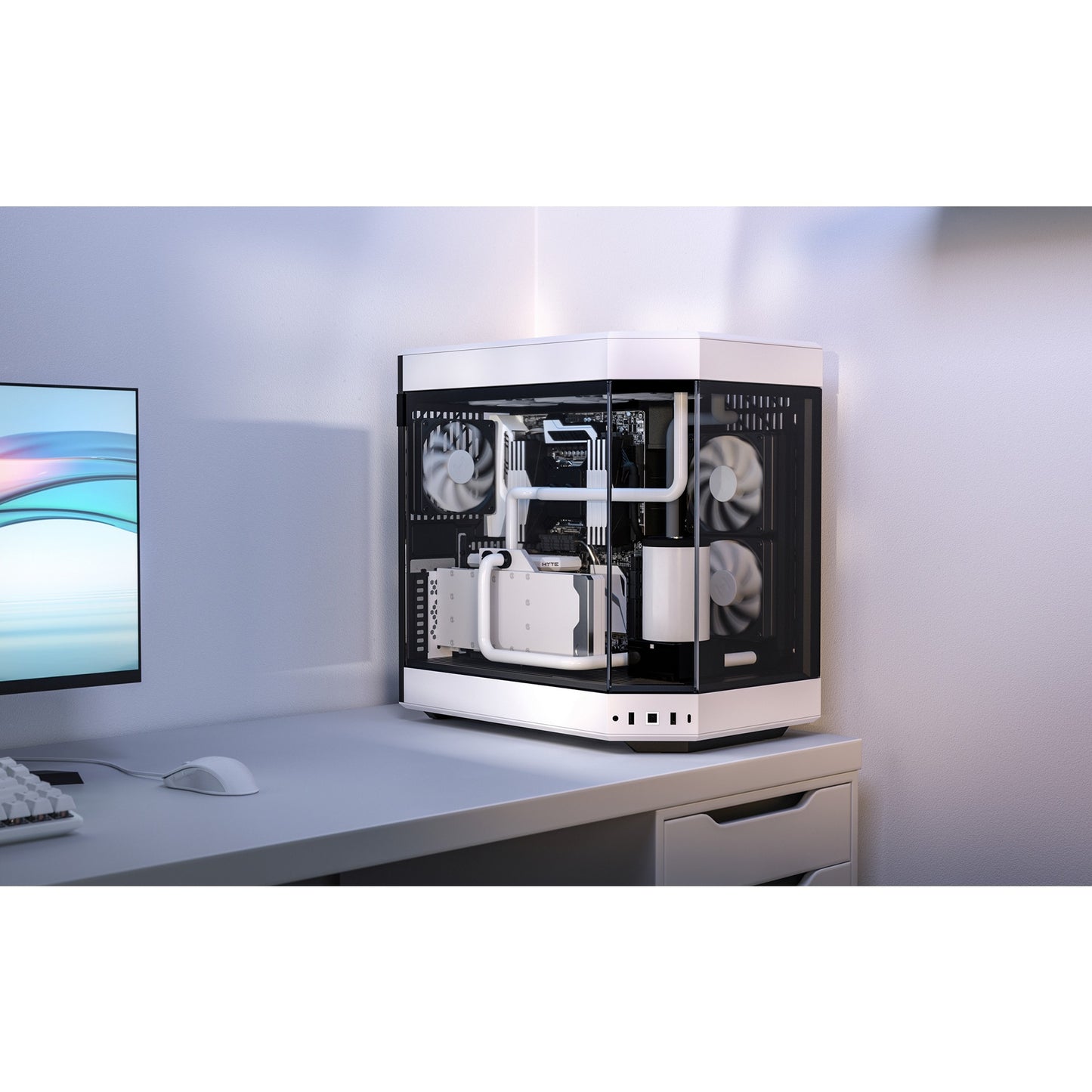 HYTE y60 midi tower behuizing (wit zwart | 3x usb-a | tempered glass)