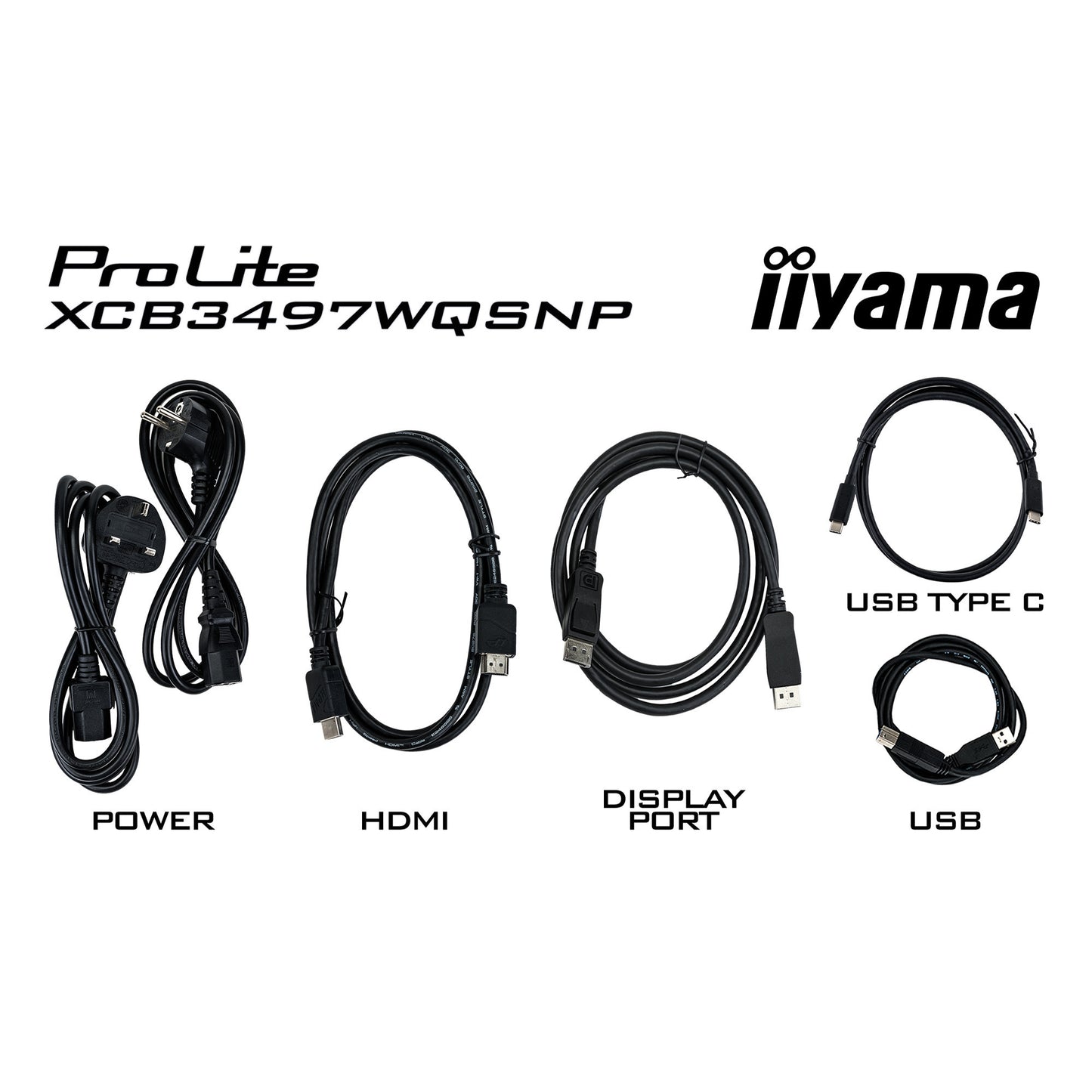 Iiyama prolite xcb3497wqsnp-b1 34 curved ultrawide monitor (zwart, 2x hdmi, displayport, 2x usb-a, 3x usb-c, rj-45)