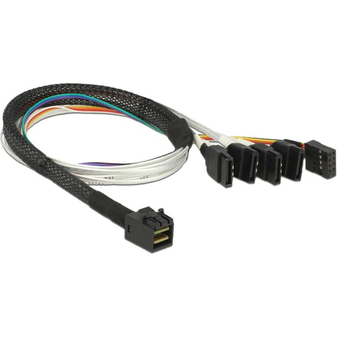 DeLOCK cable mini sas hd sff-8643 > 4 x sata 7 pin, 0,5m kabel (83315, + sideband)