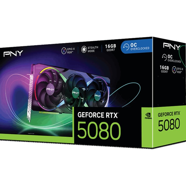 PNY geforce rtx 5080 argb oc grafische kaart (dlss 4, 3x displayport, 1x hdmi 2.1)