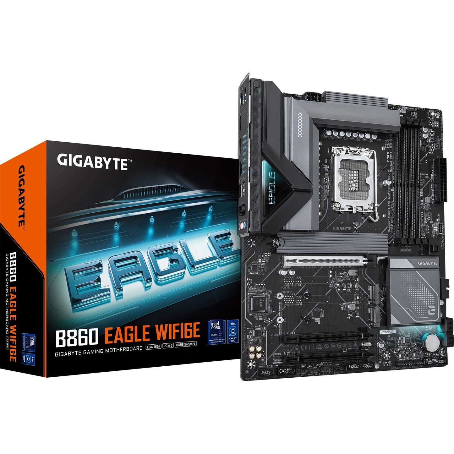 GIGABYTE b860 eagle wifi6e socket 1851 moederbord (raid, 2.5gb-lan, wi-fi 6e, bt, sound, atx)