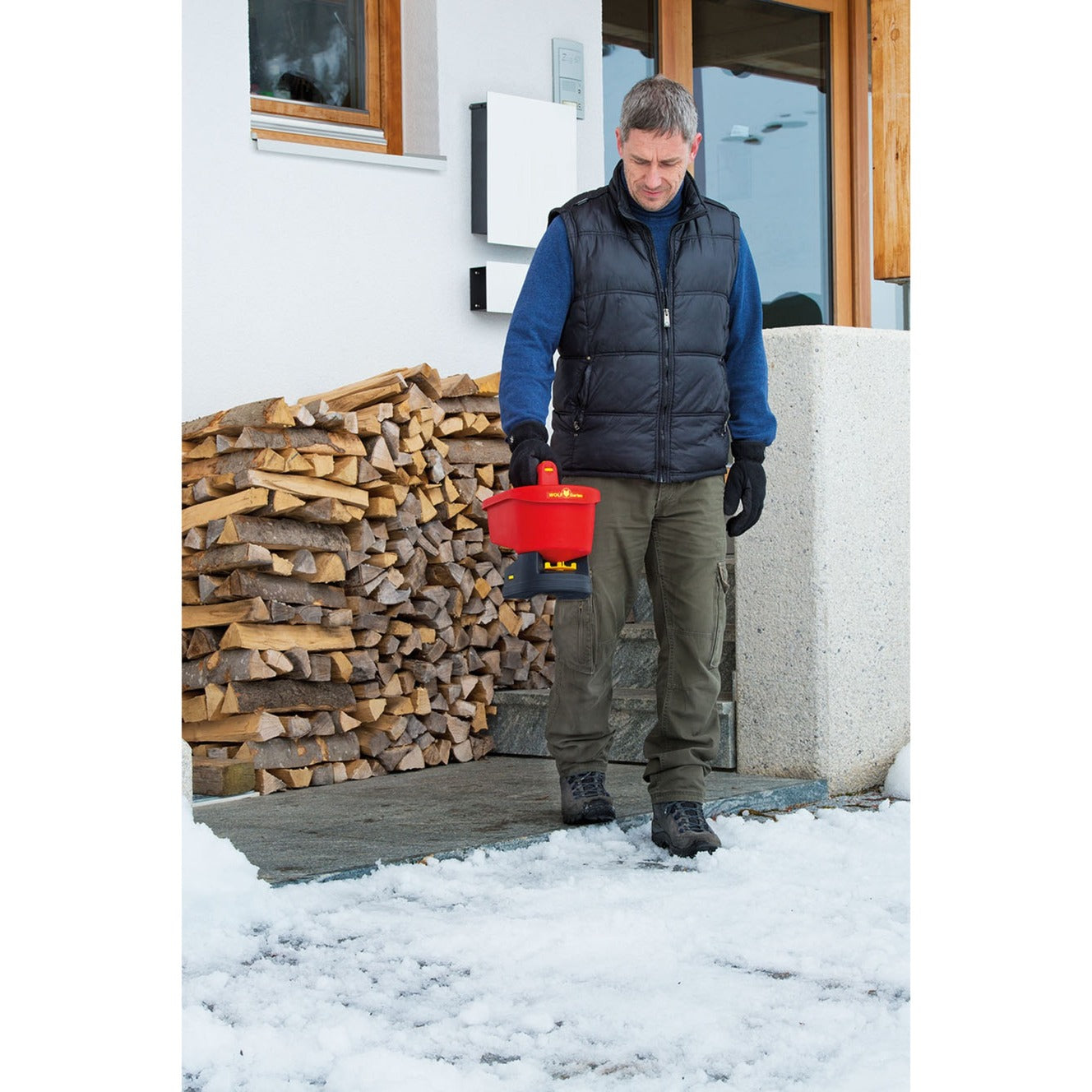 WOLF-Garten we-b universele handstrooier strooiapparatuur (rood geel)