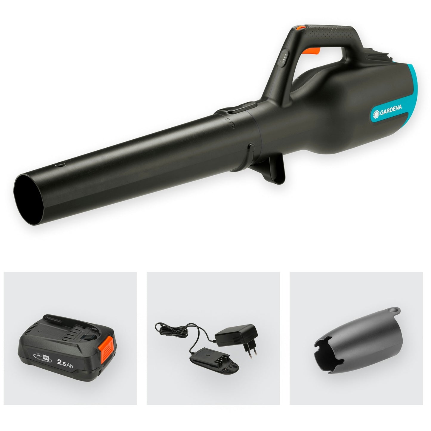 GARDENA accu bladblazer powerjet 18v p4a set (grijs turquoise, 14890-20, accu inbegrepen)