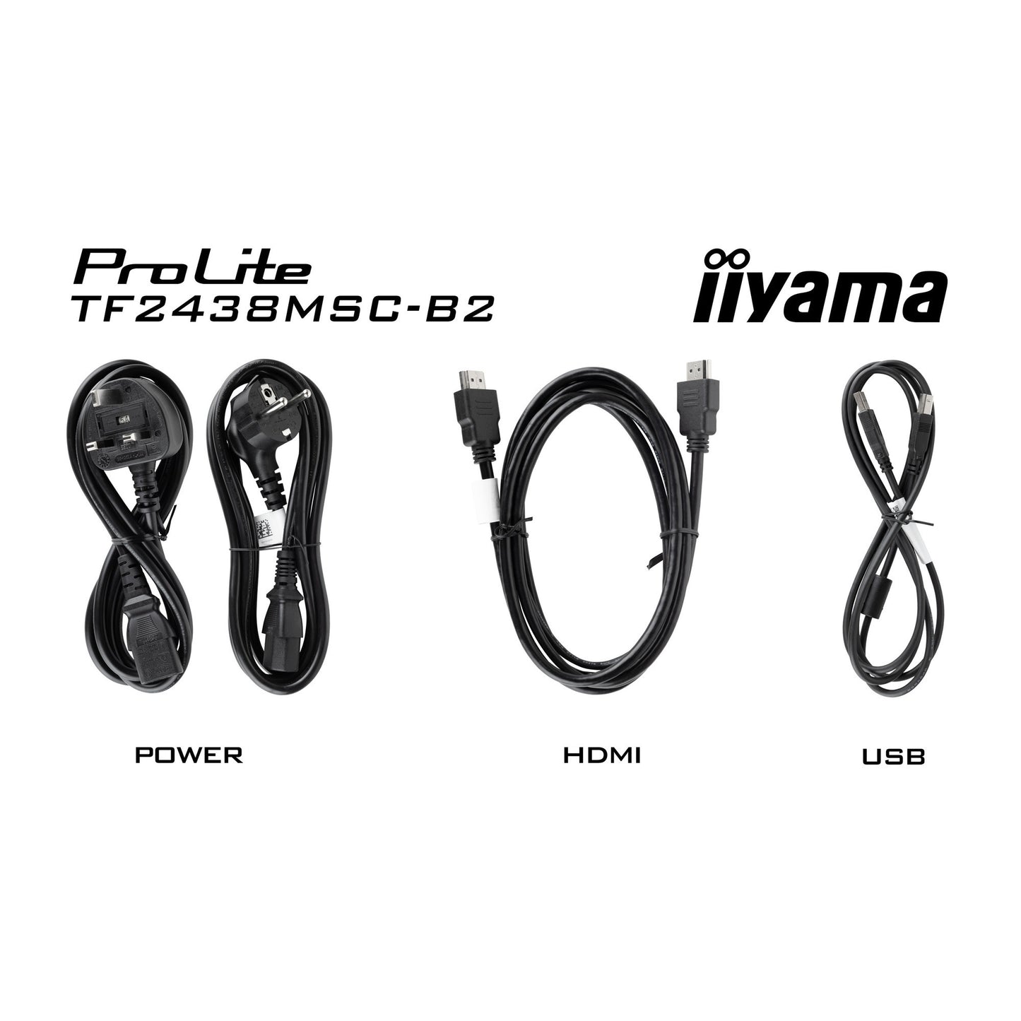 Iiyama prolite tf2438msc-b2 23.8 monitor (zwart, 120 hz, hdmi, displayport, audio, usb, touch)