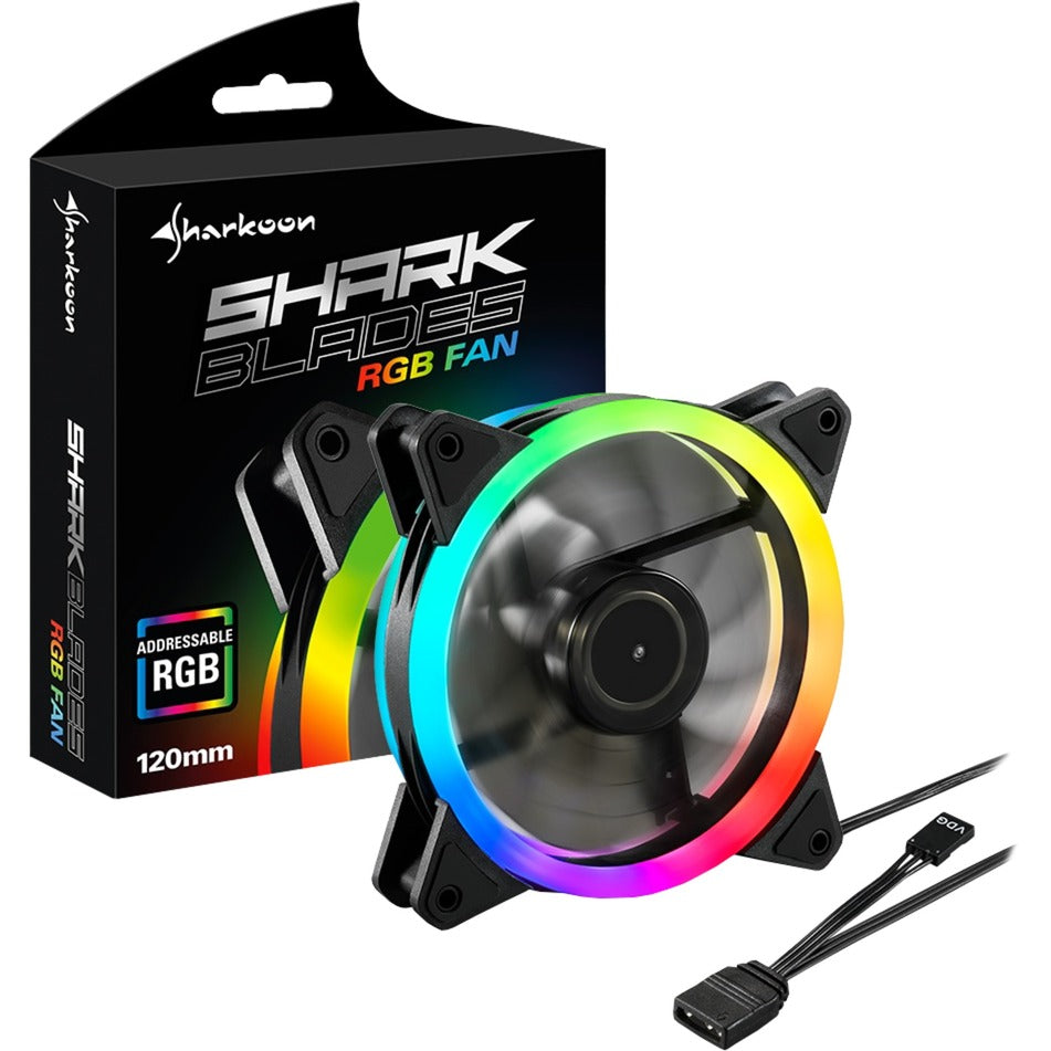 Sharkoon shark blades rgb case fan (zwart, 120 x 120 x 25 mm)