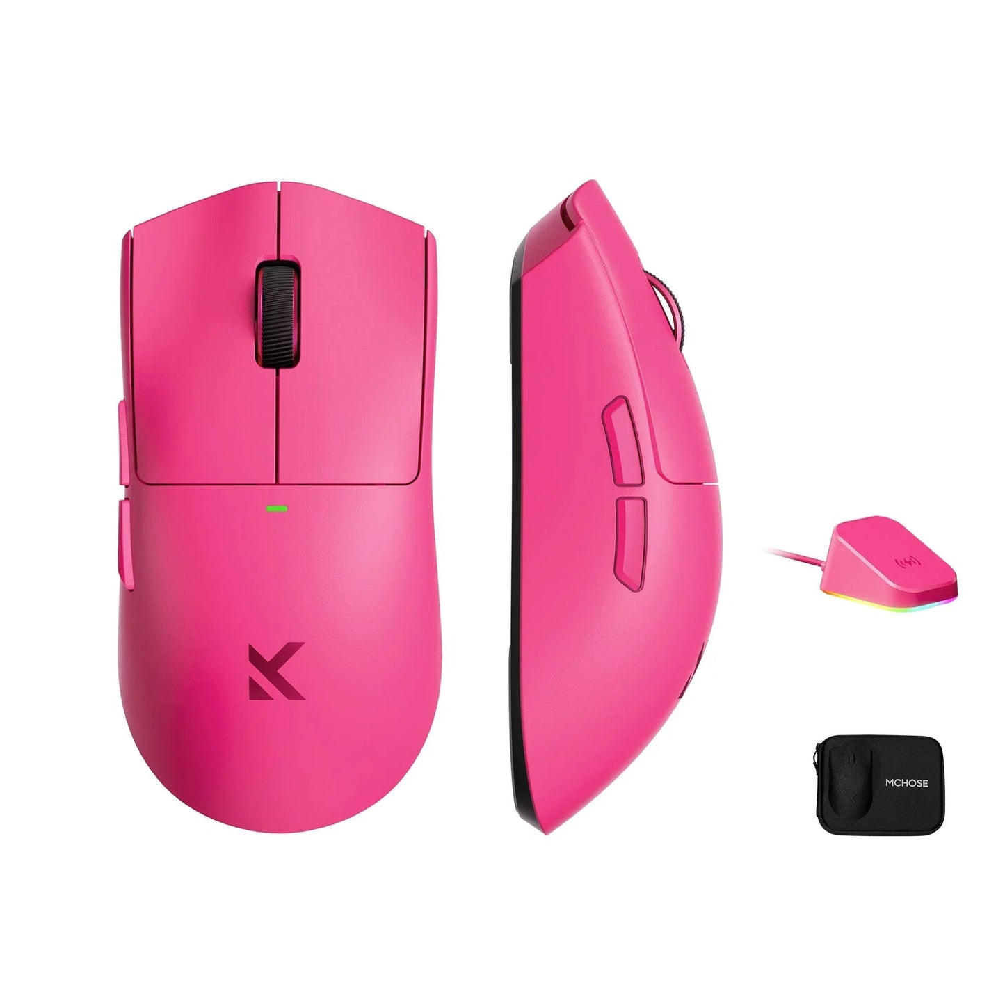 MCHOSE K7 Ultra Lightweight Wireless Gaming Mouse (Roze, RGB, USB 2.4 GHz, 42.000 DPI)