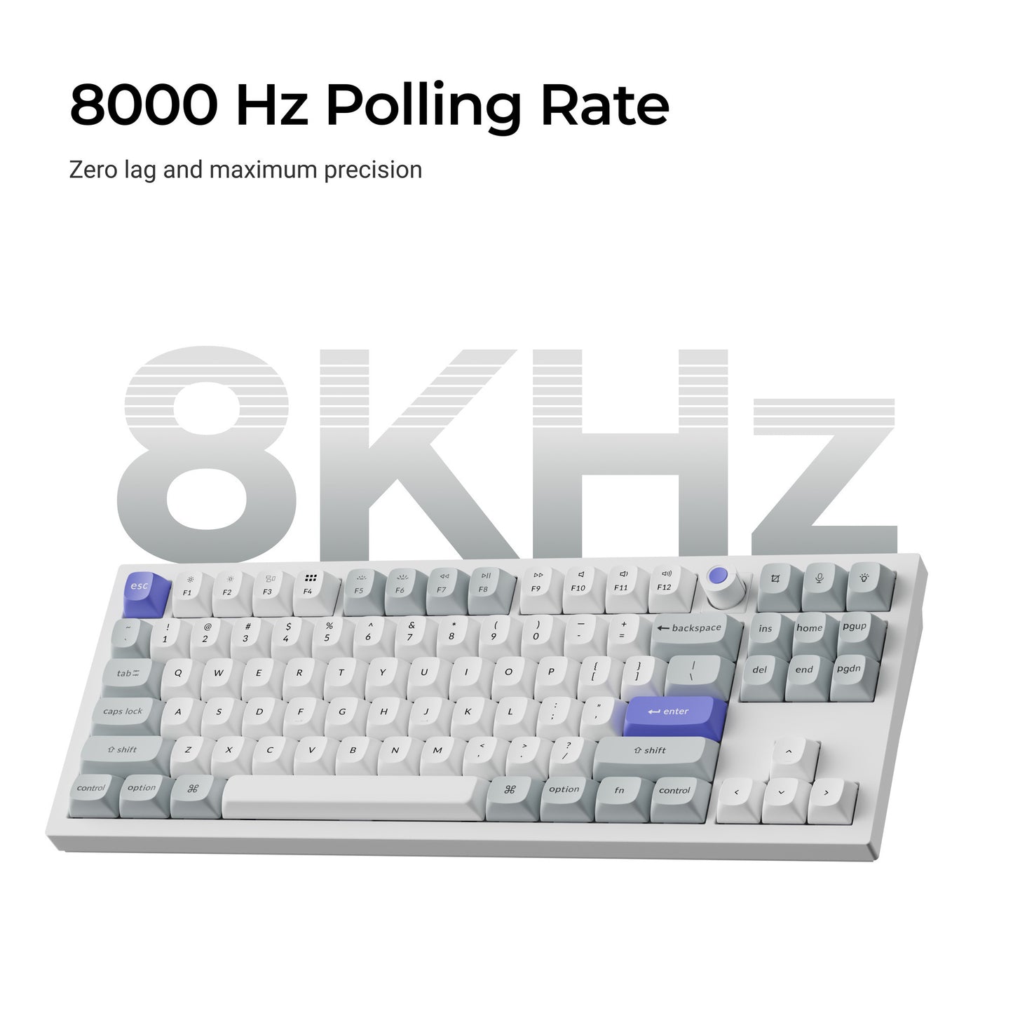 Keychron q3 he 8k magnetic switch keyboard (wit, us lay-out (qwerty), ultra-fast lime, 80% (tkl), rgb, hot swap, 8k)