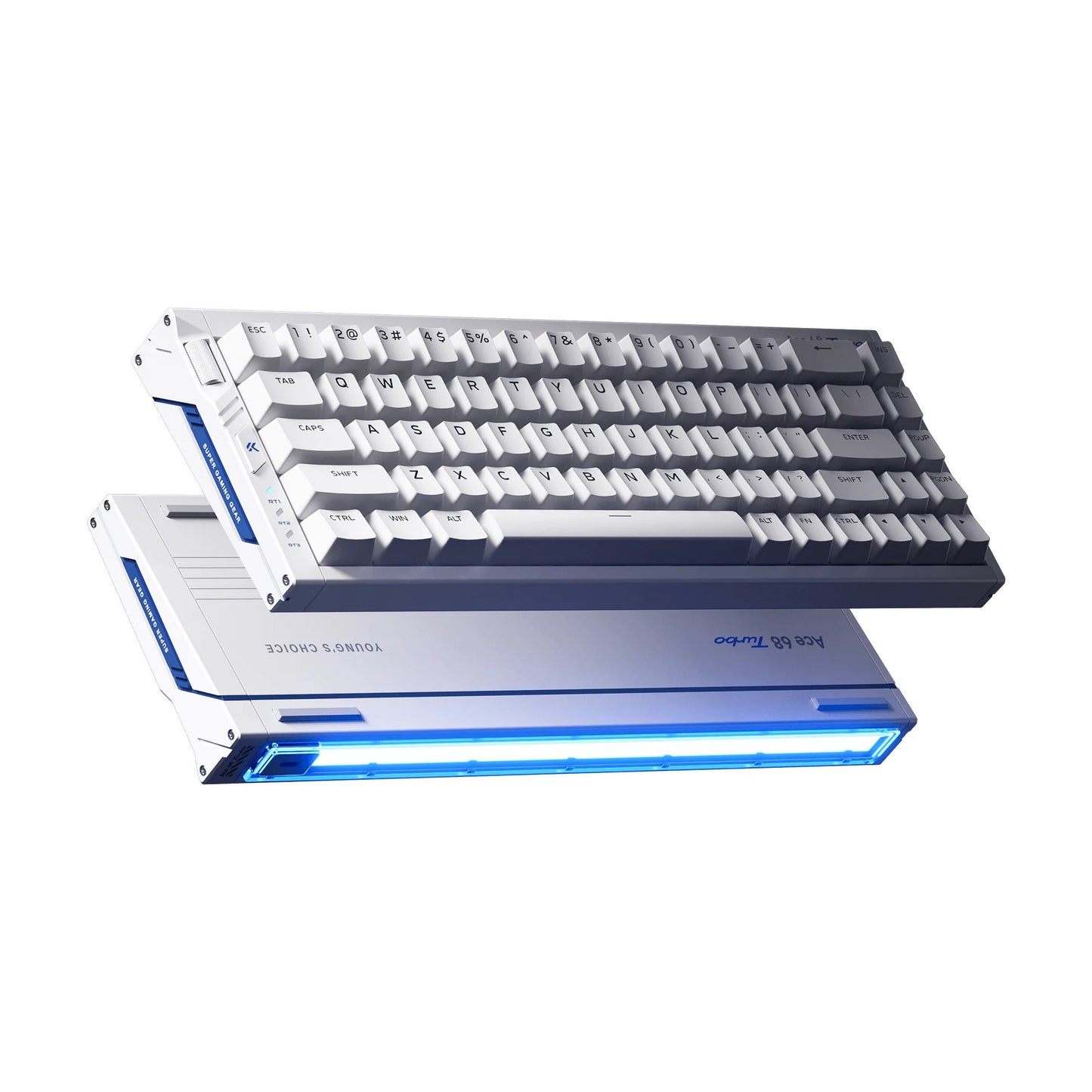 MCHOSE Ace 68 Turbo Full-aluminum Esports Hall Effect Keyboard (Wit, US lay-out (QWERTY), Gateron Magnetic Jade Pro, 65%, 8K, RGB, Hot swap, USB-C, Hall Effect Sensor)