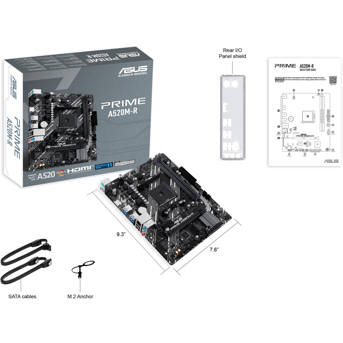 ASUS prime a520m-r socket am4 moederbord (raid, gb-lan, sound, µatx)