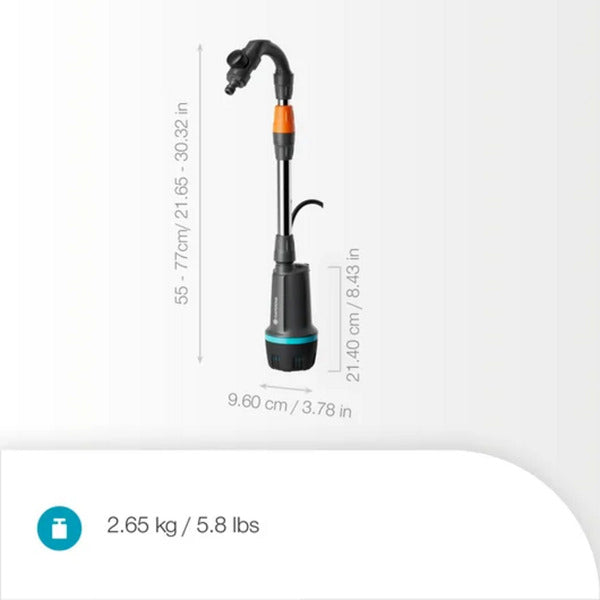 GARDENA accu regentonpomp 2400 comfortautomatic 18v p4a gebruiksklare set incl. accu en oplader (donkergrijs zwart, 14605-20 | pomp | accu | oplader | buis en aansluiting)