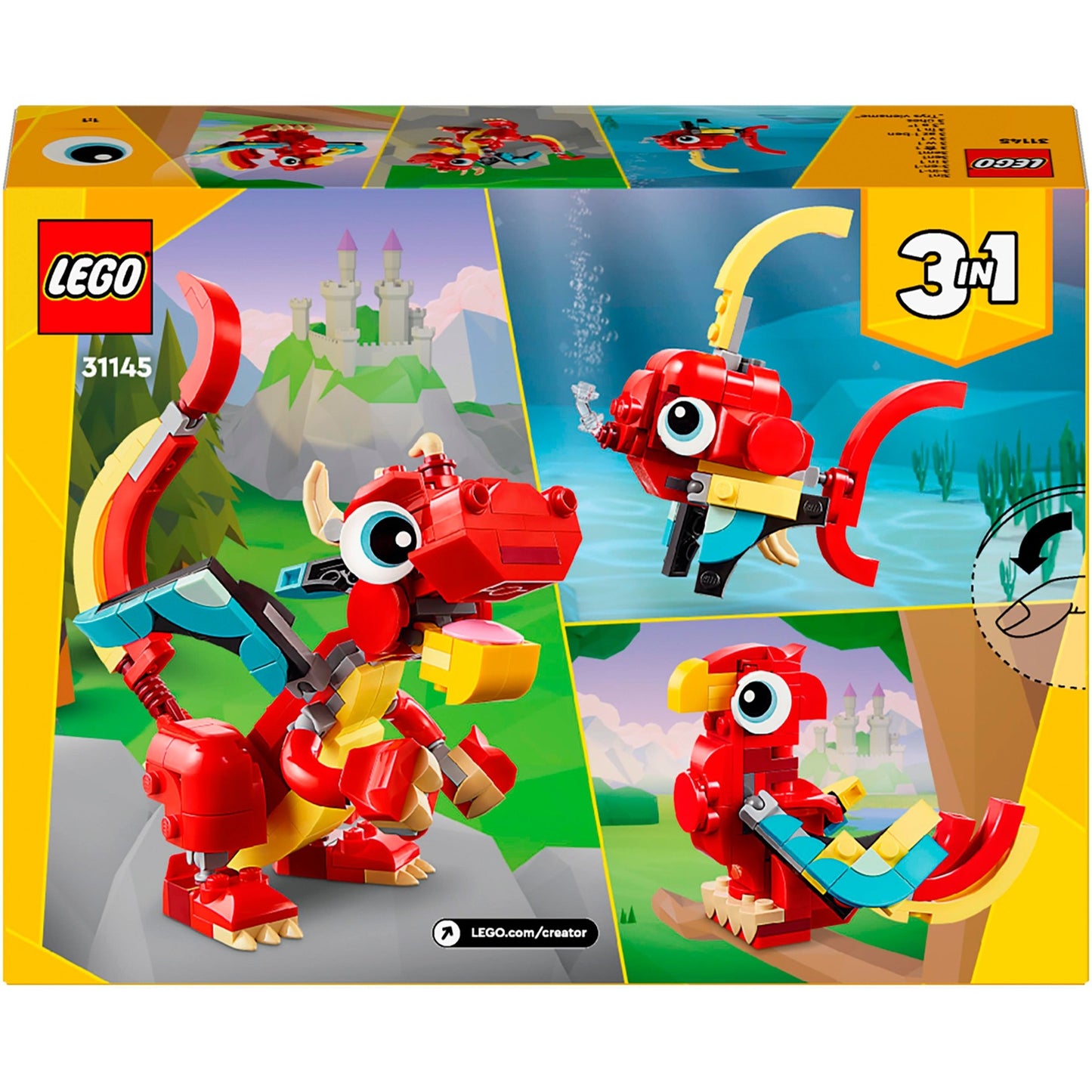 LEGO creator 3-in-1 - rode draak constructiespeelgoed (31145)